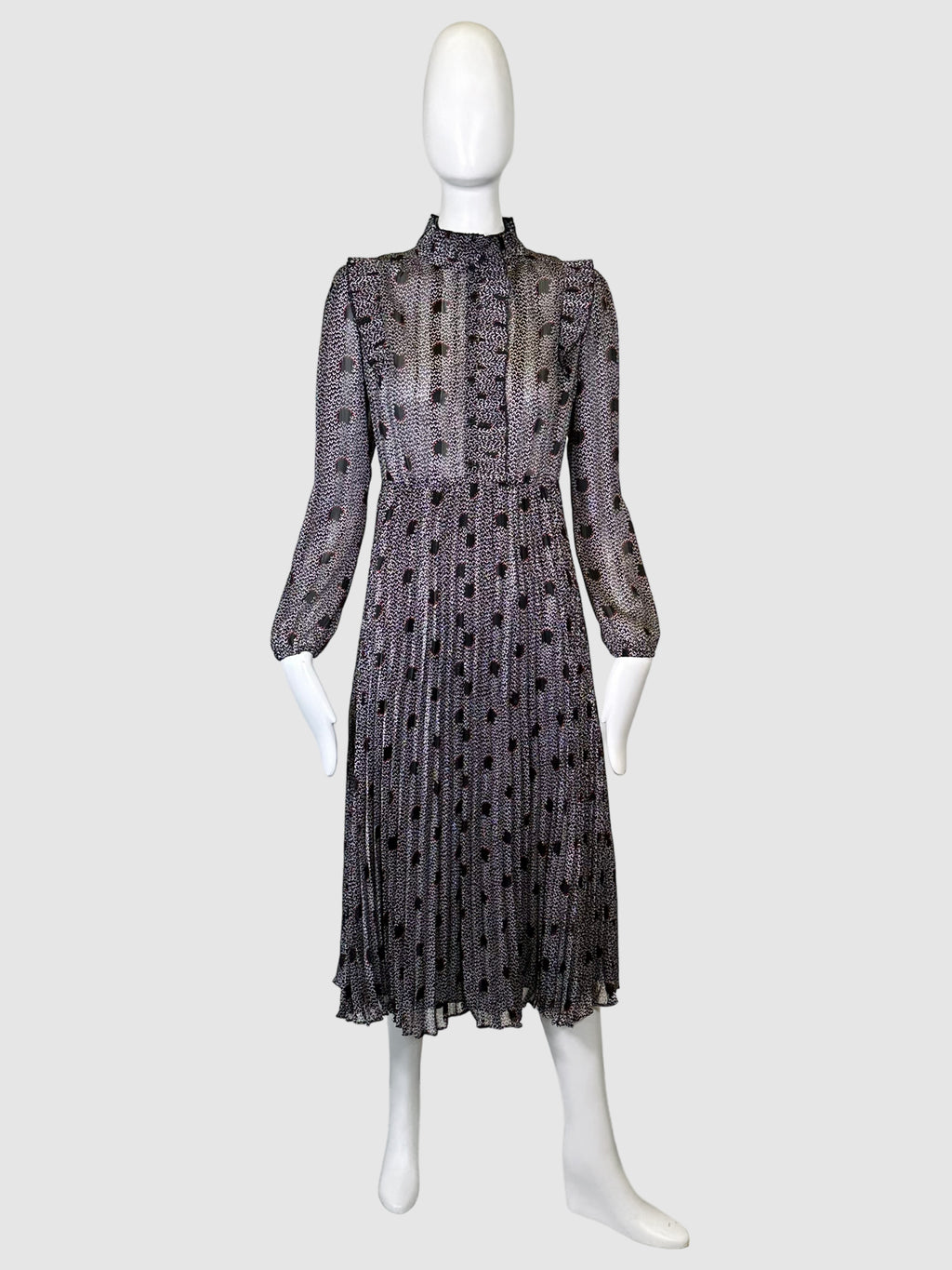 ba&sh Patterned Pleated Midi Dress - Size XS
