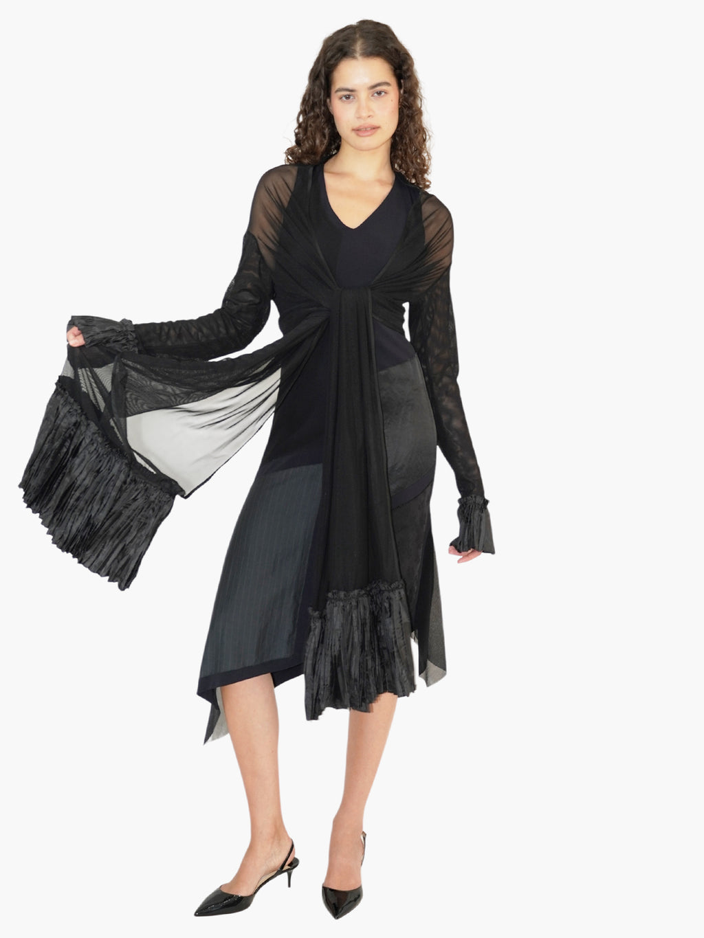Sheer Pleated Cardigan