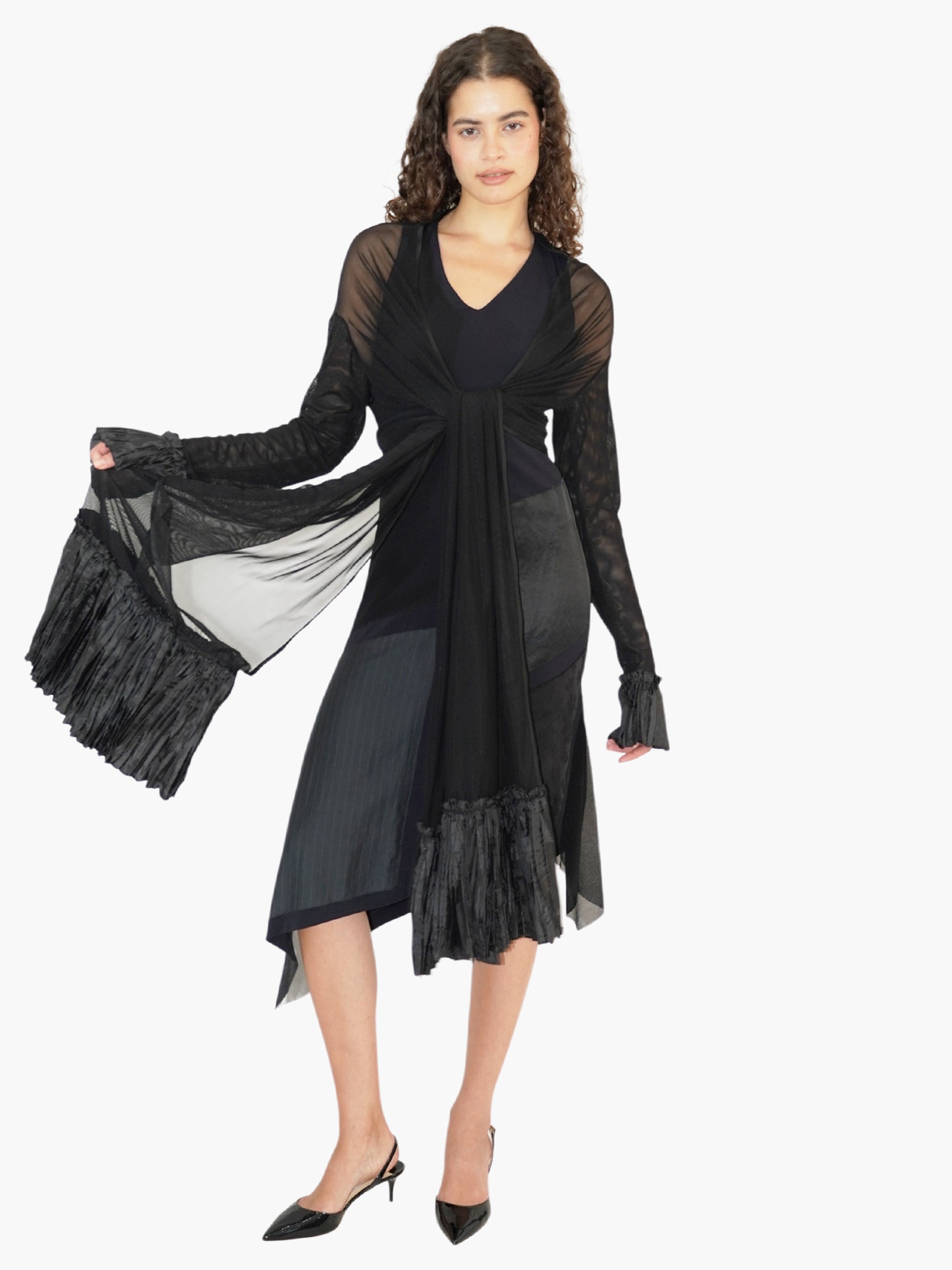 Sheer Pleated Cardigan