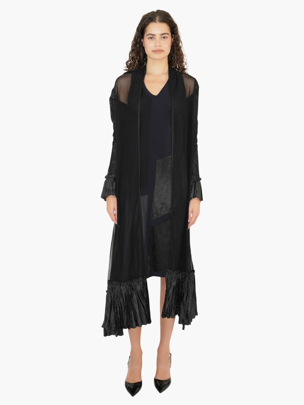 Sheer Pleated Cardigan