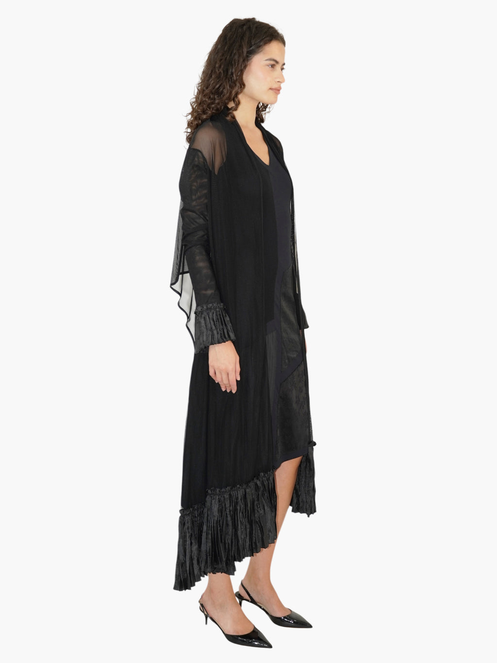 Sheer Pleated Cardigan