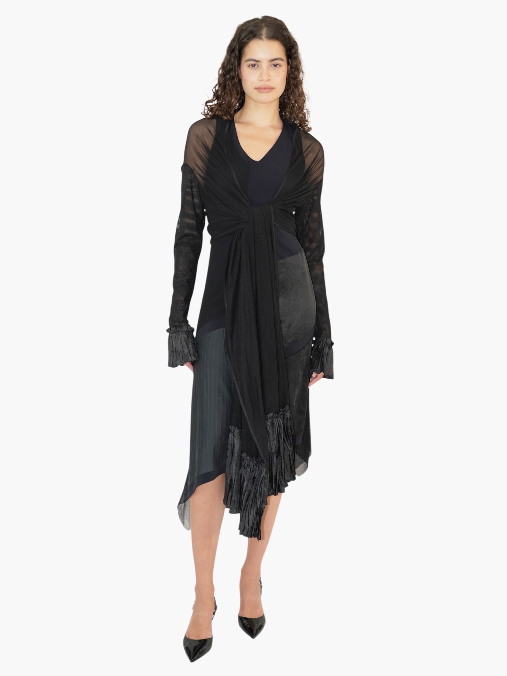 Sheer Pleated Cardigan