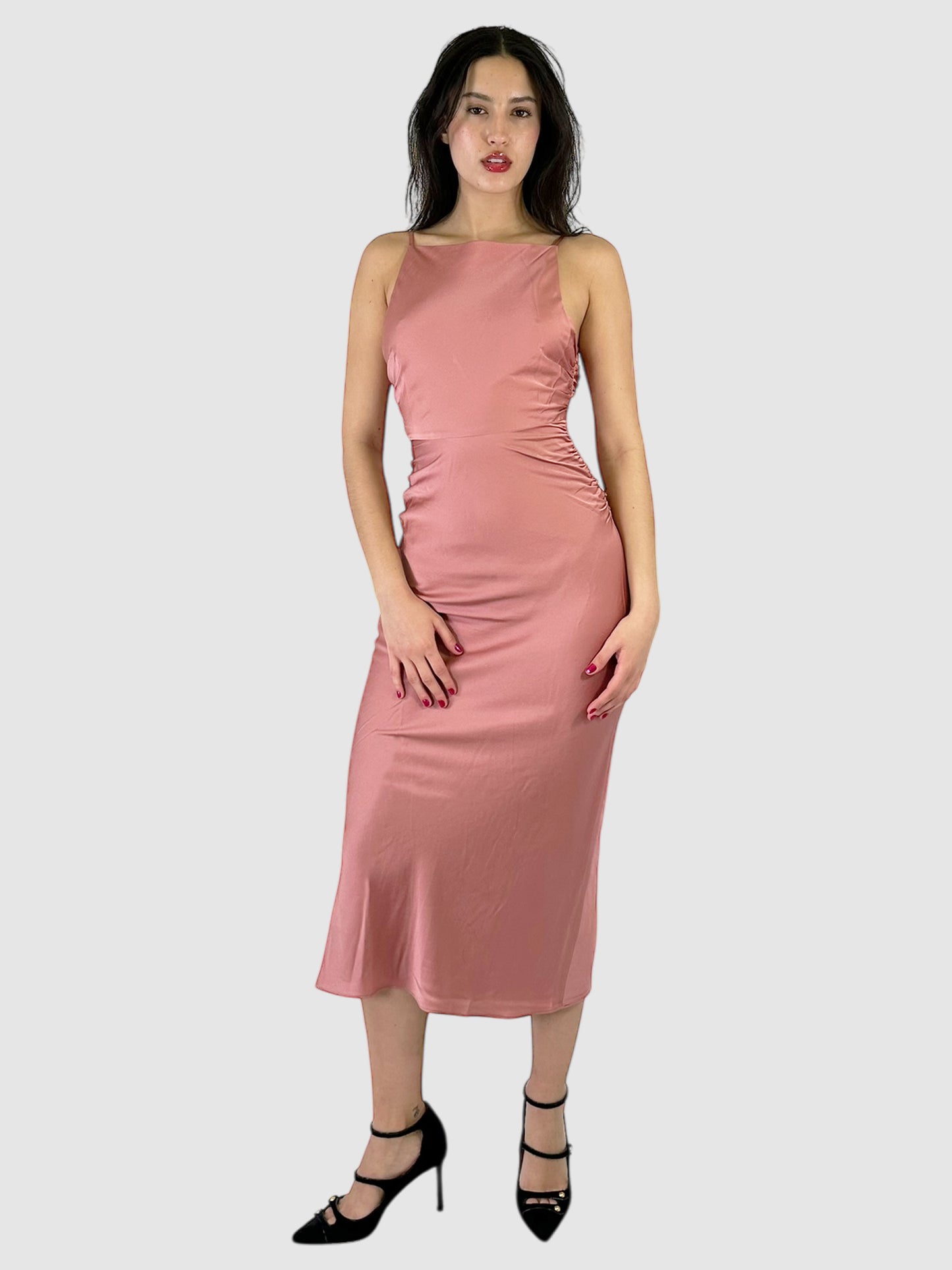 Sleeveless Side Ruched Maxi Dress - Size 4