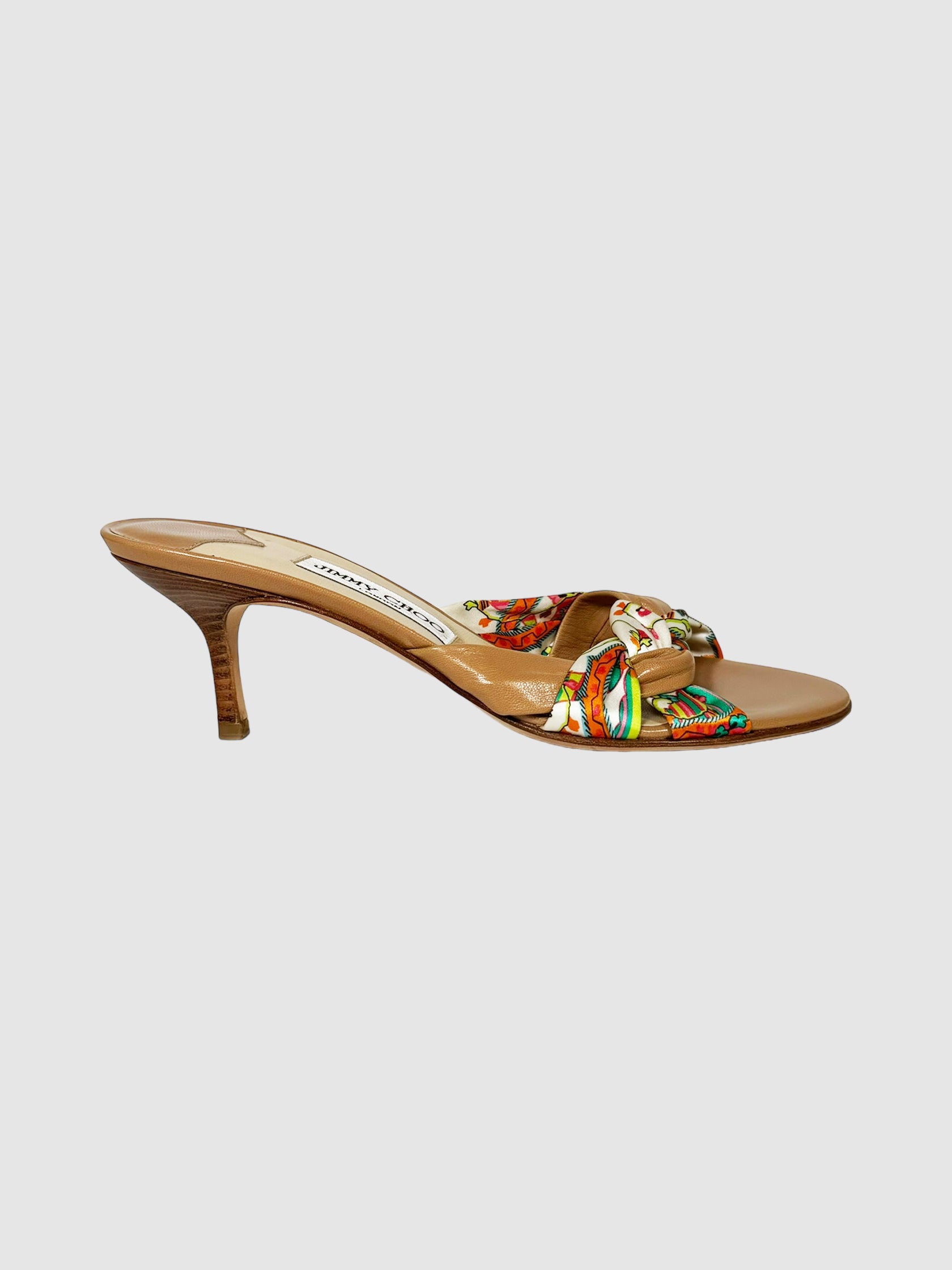Jimmy Choo Braided Silk and Leather Strappy Heel Sandals Size 37 Consignment Secondhand Designer Luxury Resale Toronto Trendy