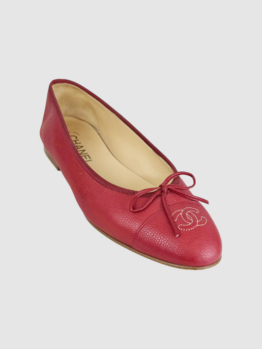 CC Cap Toe Leather Ballerina Flats - Size 39