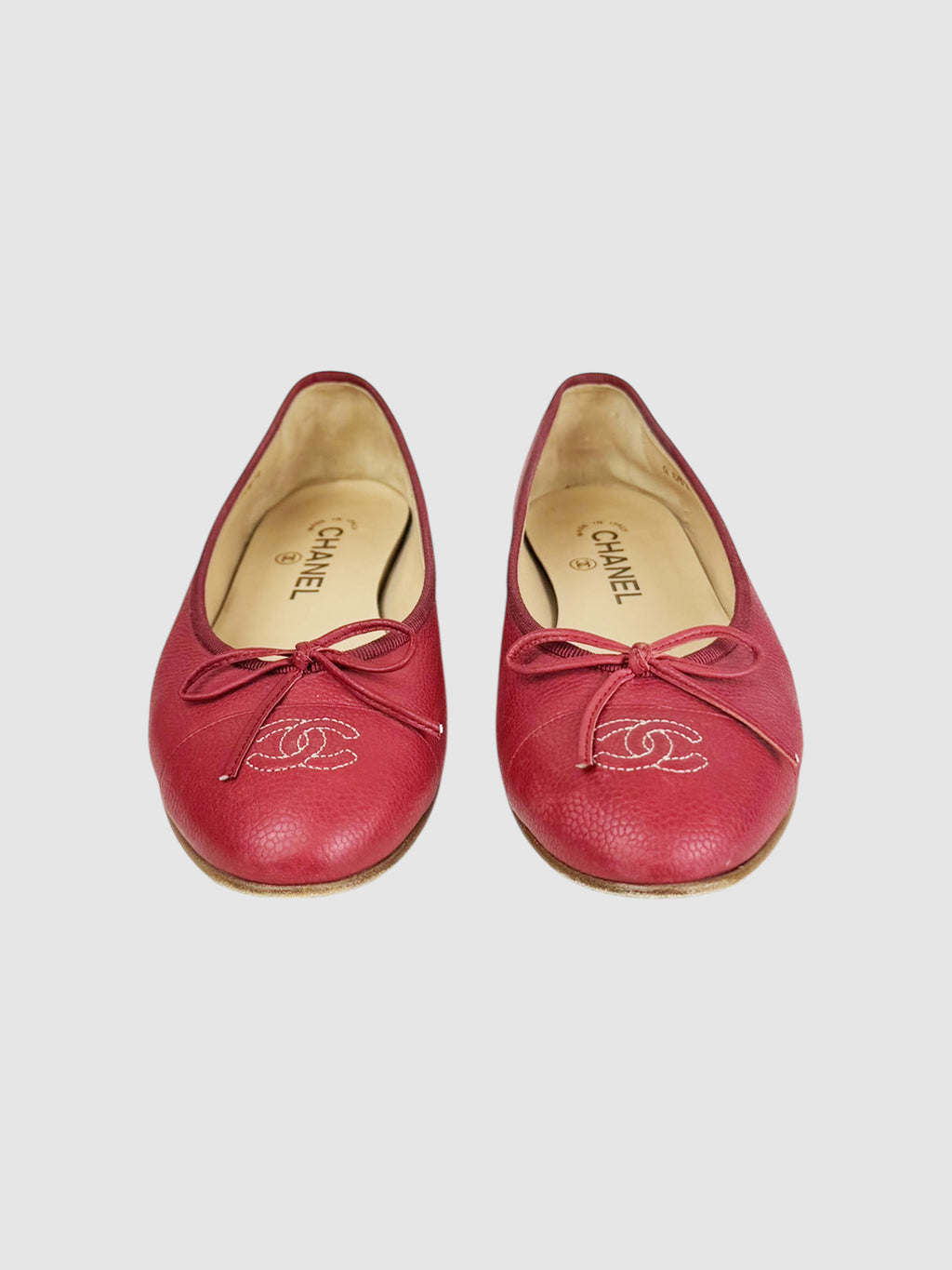 CC Cap Toe Leather Ballerina Flats - Size 39