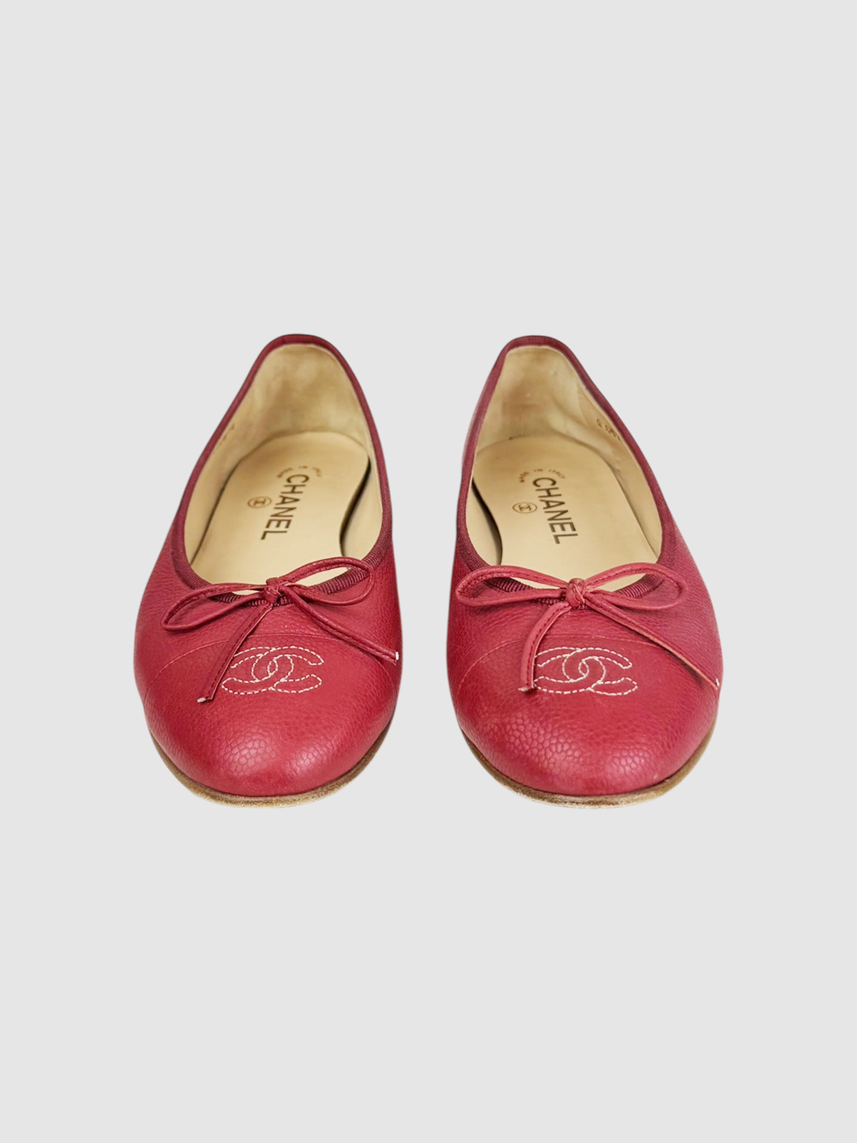 CC Cap Toe Leather Ballerina Flats - Size 39