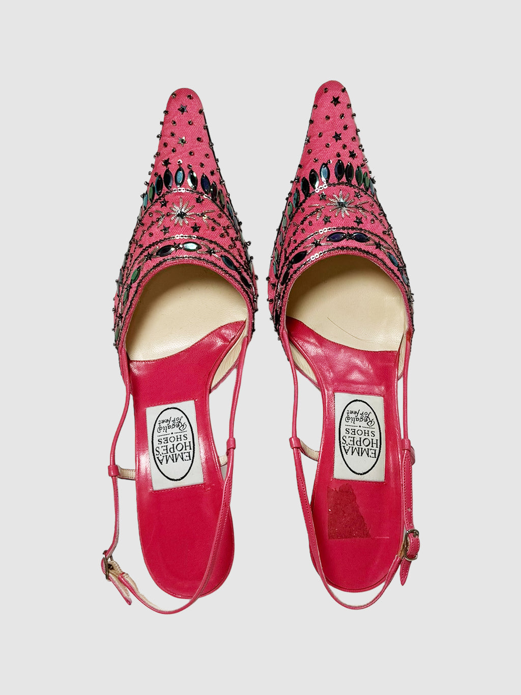 Emma Hope Pink Sequin Embellished Kitten Heels Vintage Event Consignment Secondhand