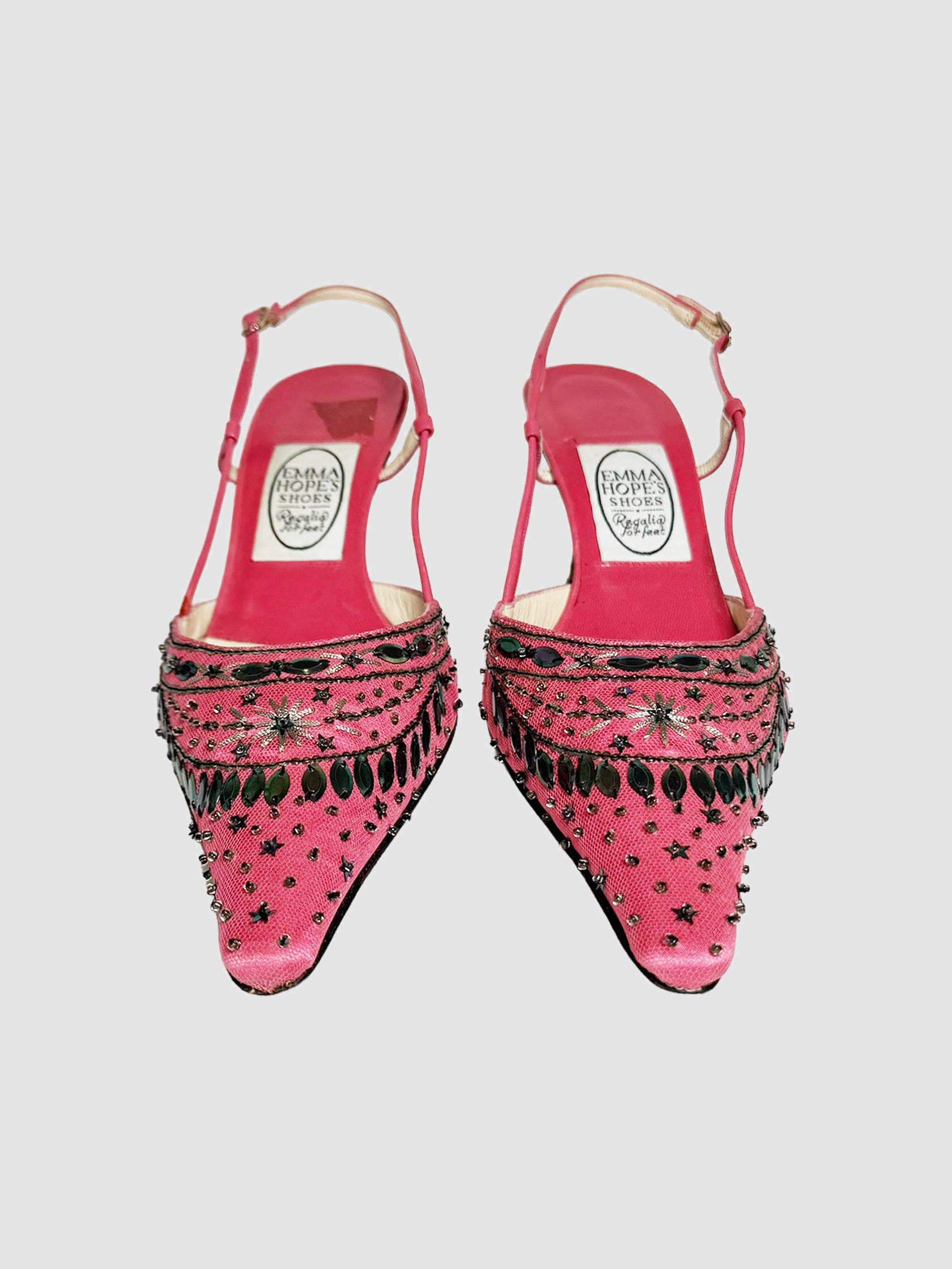 Emma Hope Pink Sequin Embellished Kitten Heels Vintage Event Consignment Secondhand