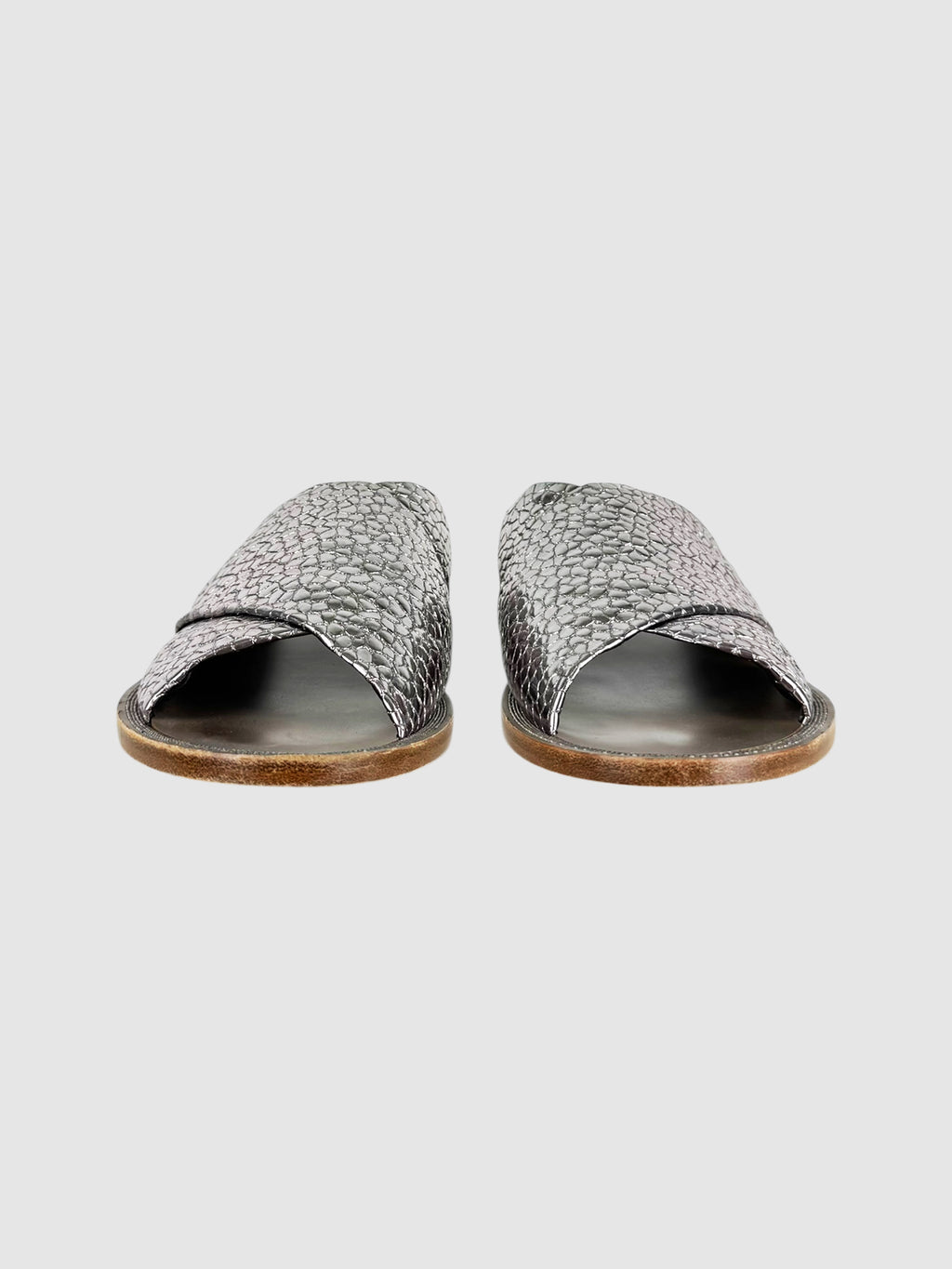 Metallic Leather Slides