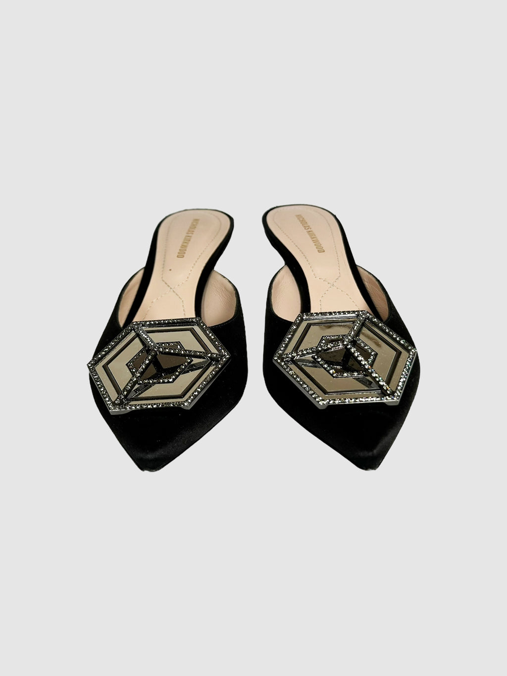 Satin Crystal Embellished Mules - Size 36.5