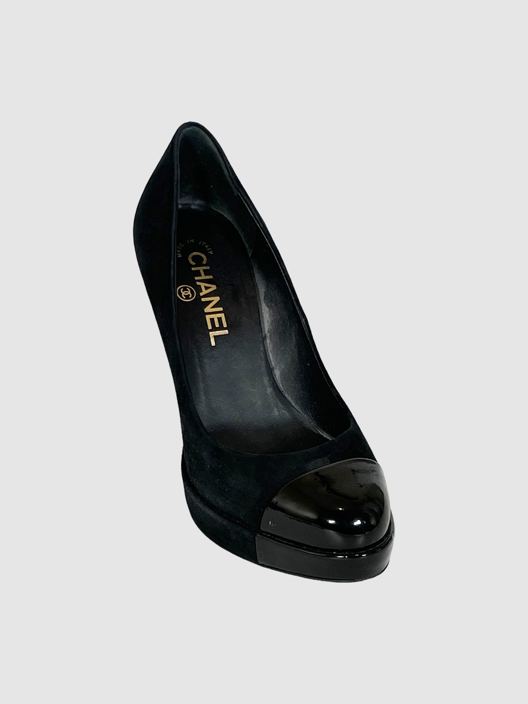 Suede with Patent Accent Pumps - Size 6.5