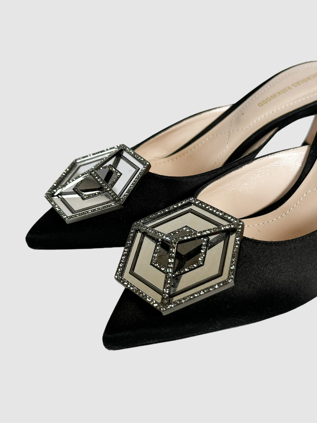 Satin Crystal Embellished Mules - Size 36.5