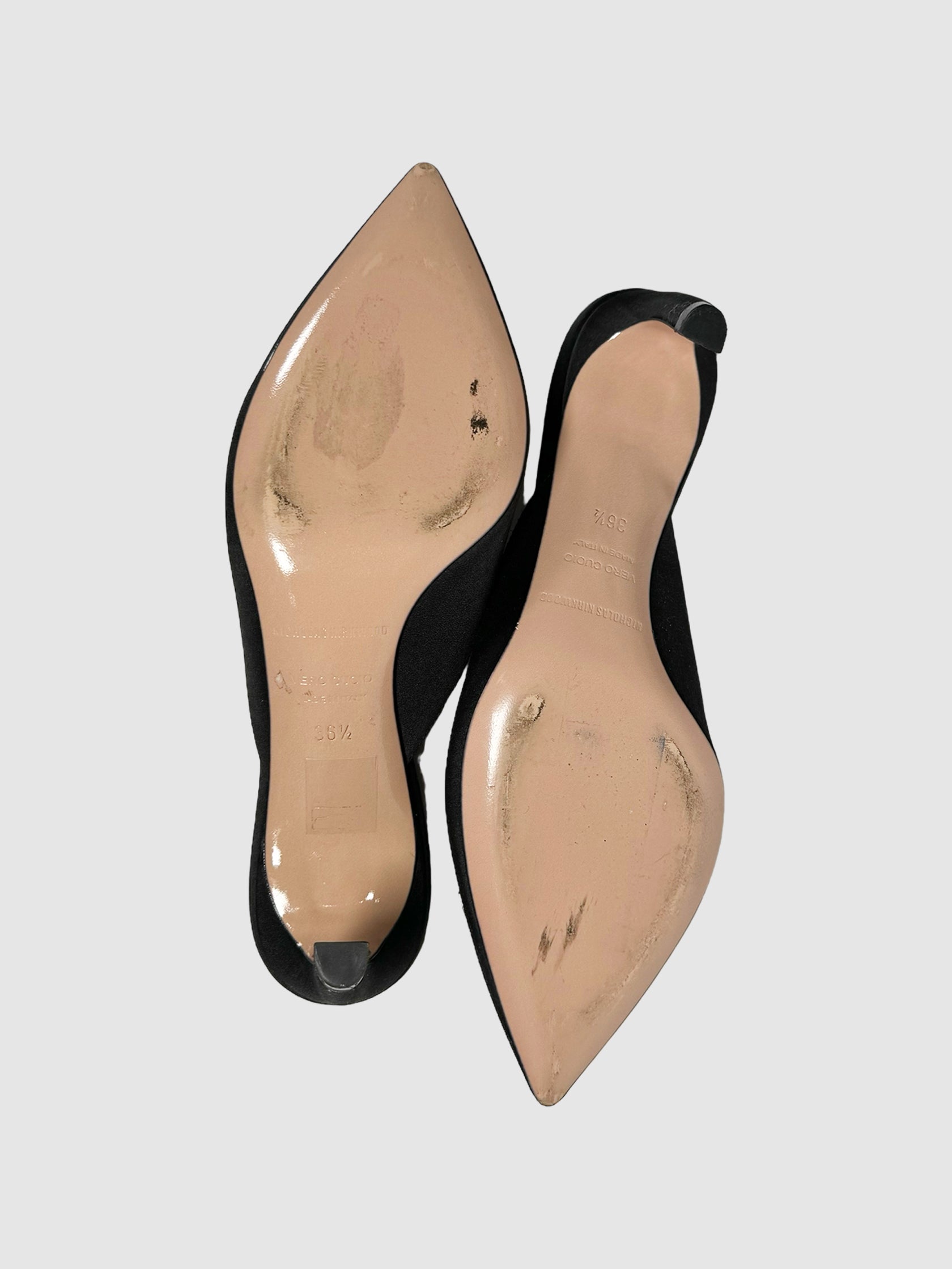 Satin Crystal Embellished Mules - Size 36.5