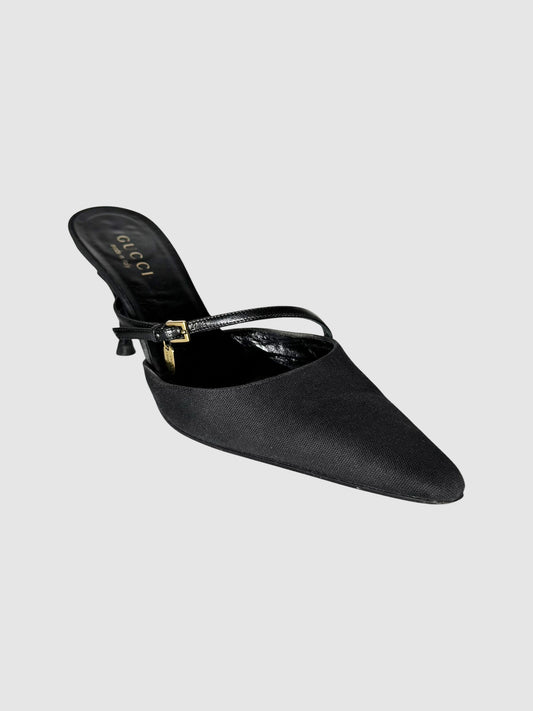 Buckle Canvas Mules