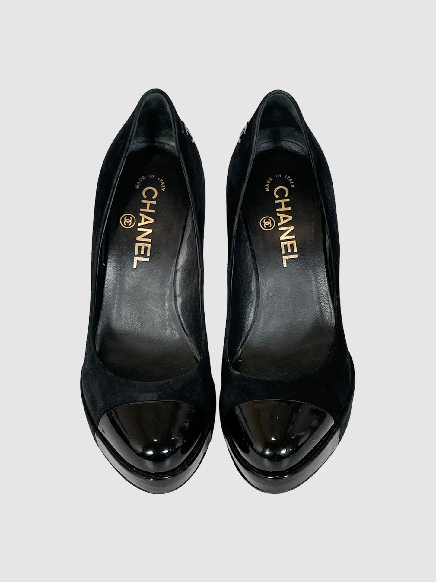 Chanel Suede with Patent Accent Pumps - Size 6.5