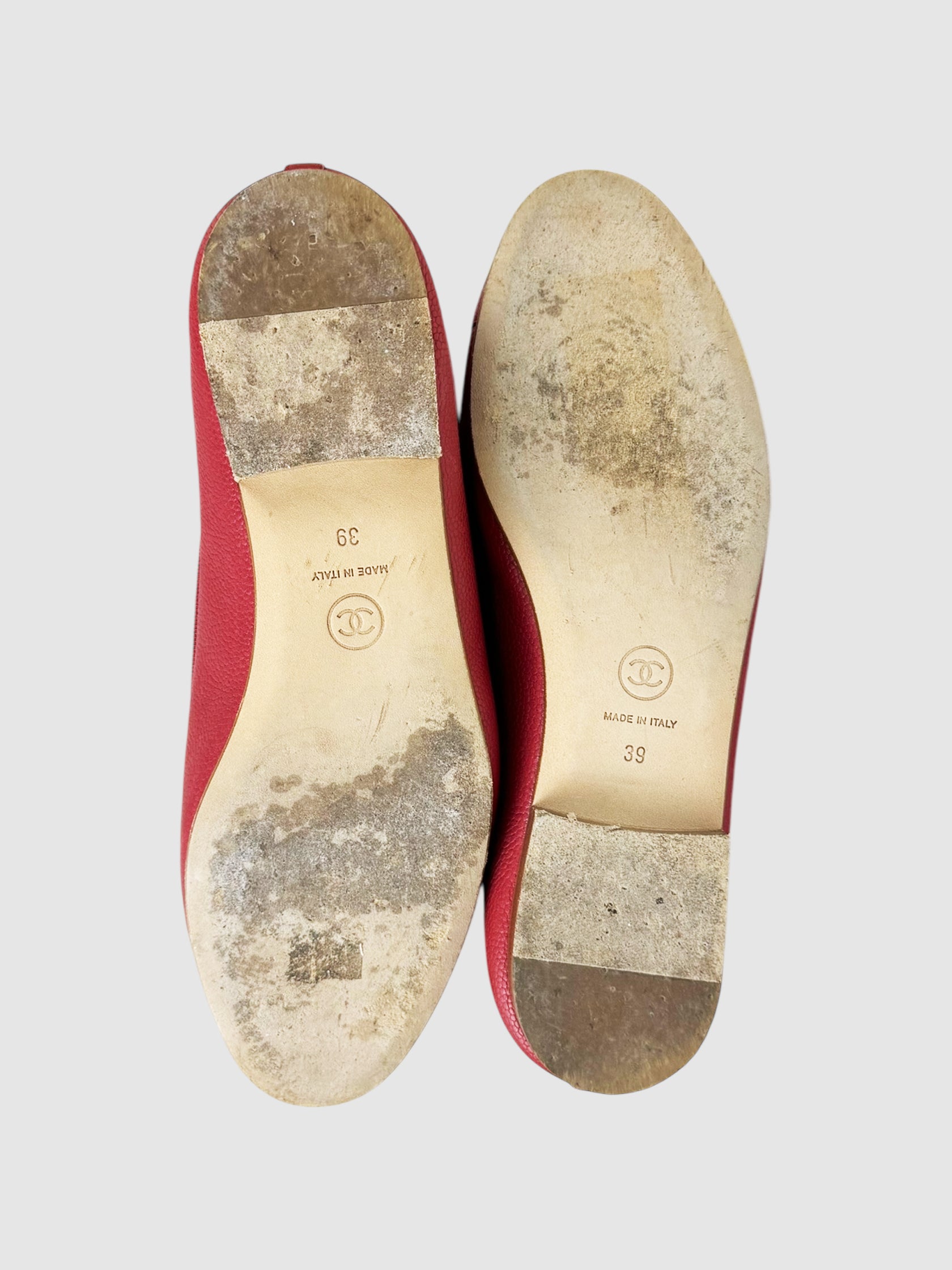 CC Cap Toe Leather Ballerina Flats - Size 39