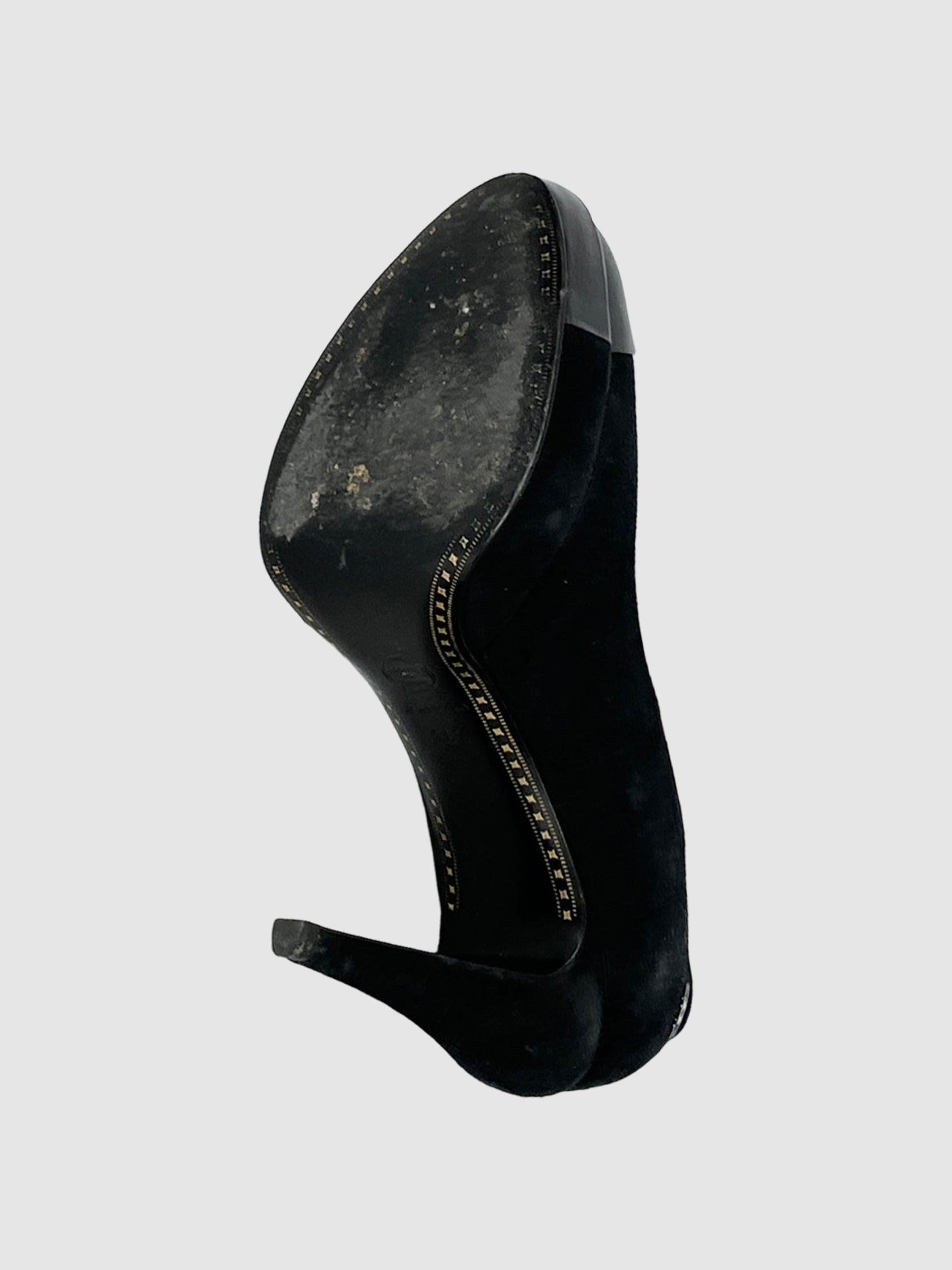 Suede with Patent Accent Pumps - Size 6.5