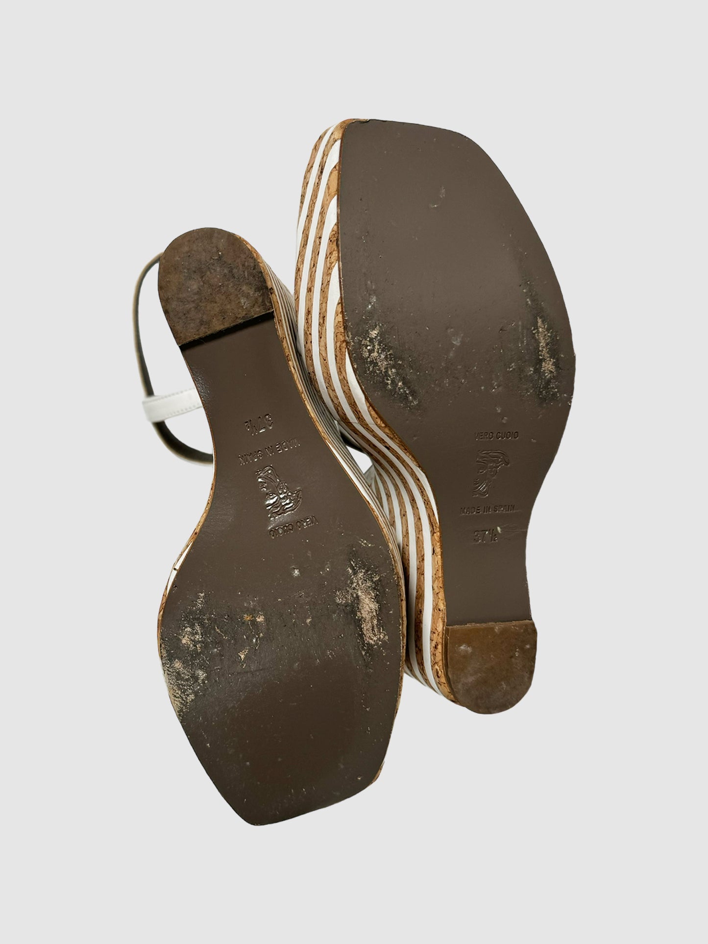 Stripe Wedge Sandals - Size 37.5