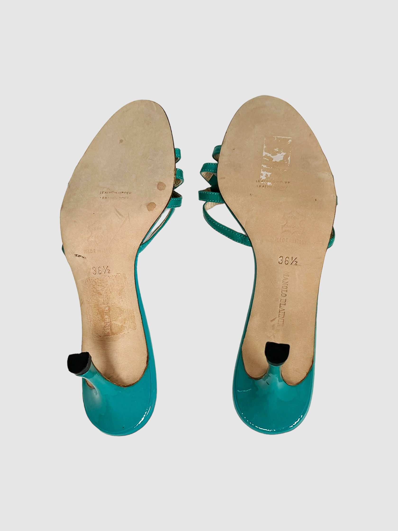 Patent Leather Sandals - Size 36.5