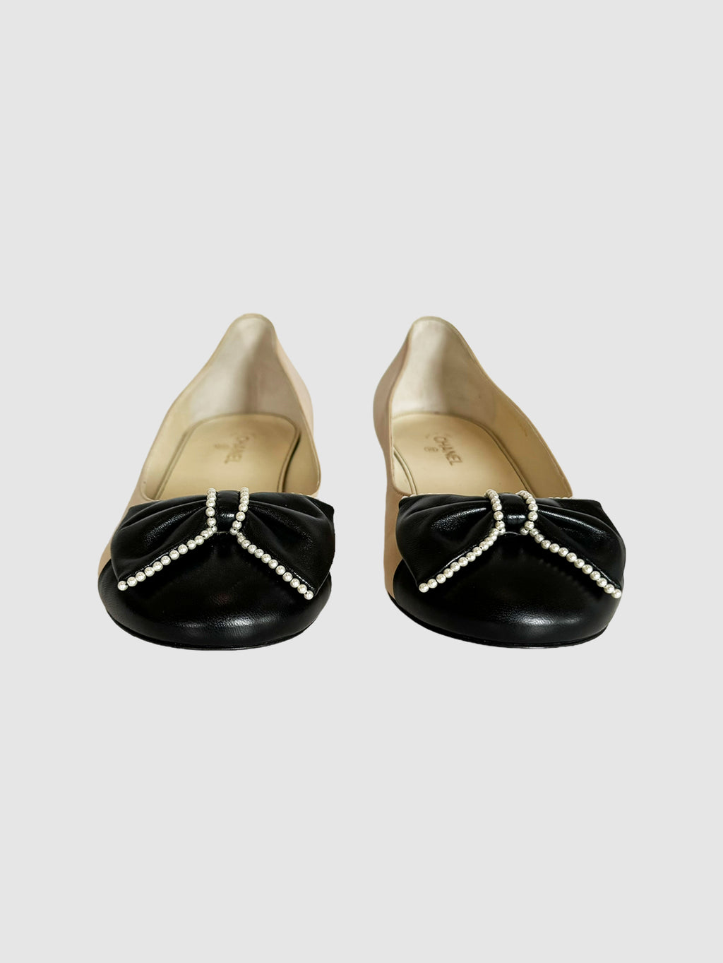 Bow Colourblock Leather Ballerina Flats - Size 39