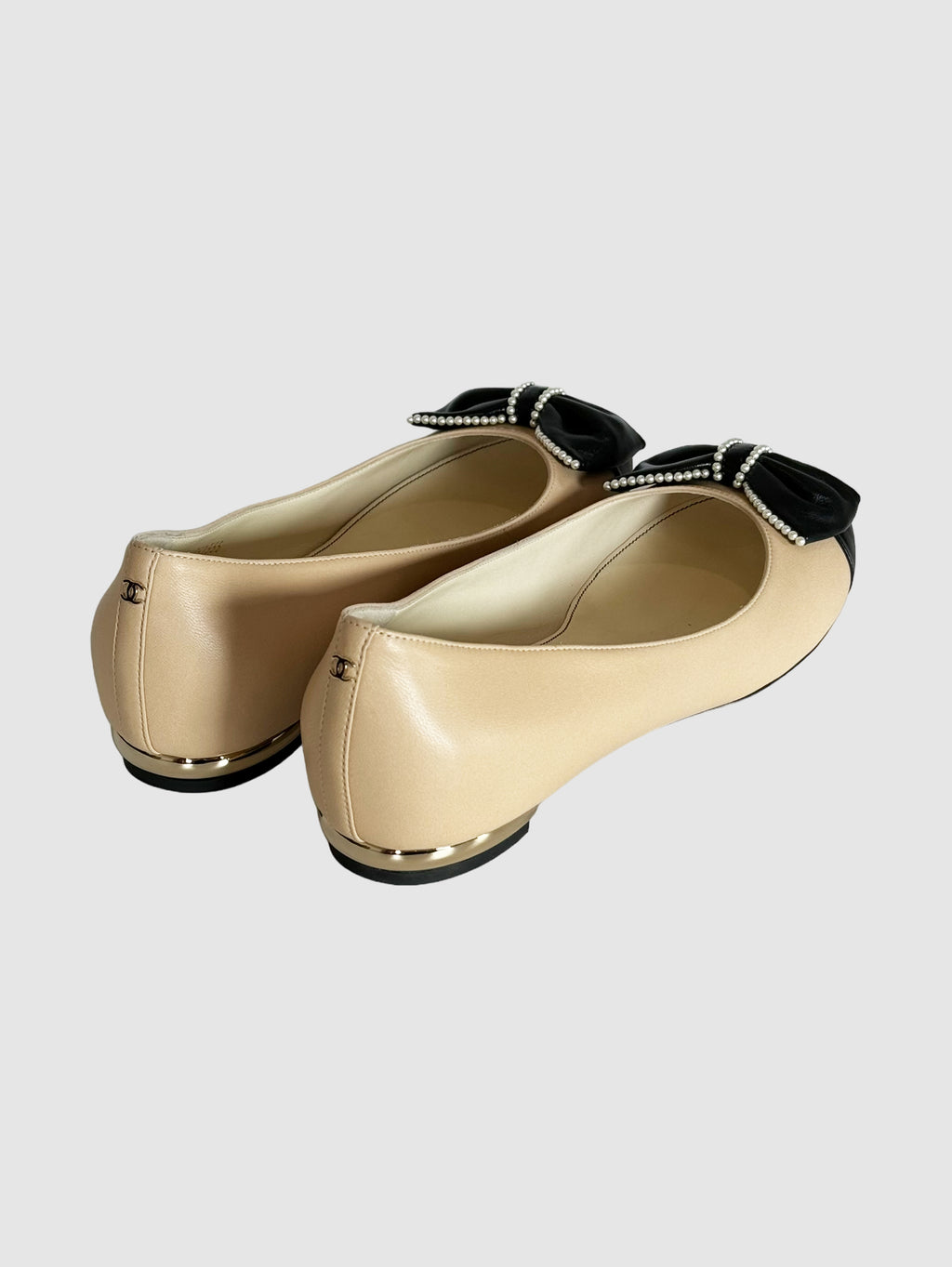 Bow Colourblock Leather Ballerina Flats - Size 39
