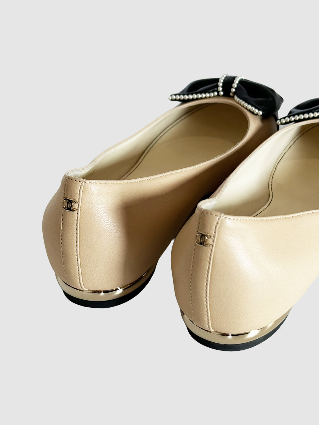 Bow Colourblock Leather Ballerina Flats - Size 39