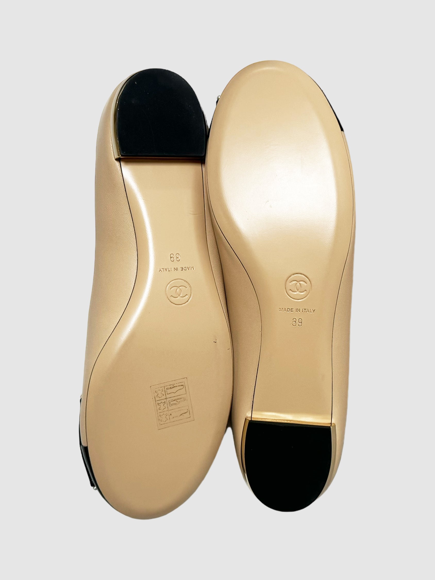 Bow Colourblock Leather Ballerina Flats - Size 39