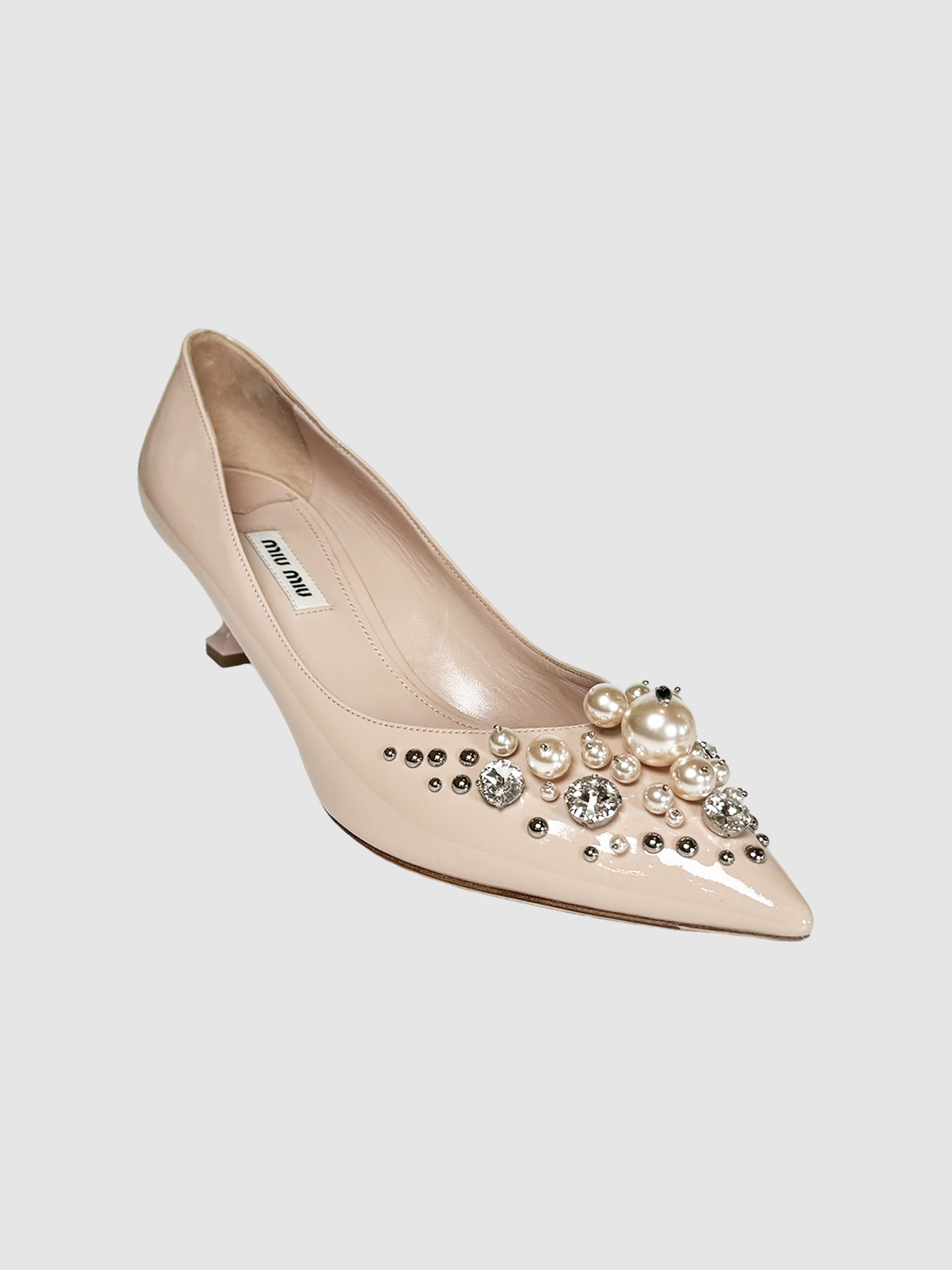 Patent Leather Pearl Pumps - Size 39.5