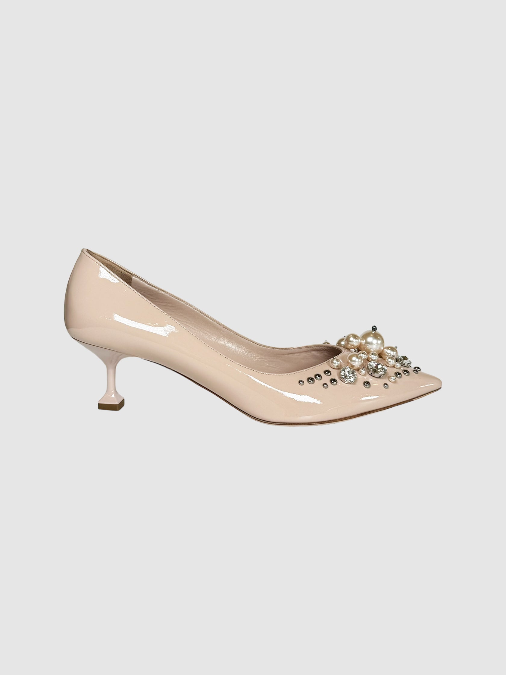 Patent Leather Pearl Pumps - Size 39.5