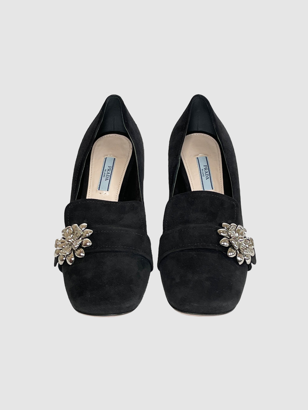Flower Embellished Suede Pumps - Size 8.5