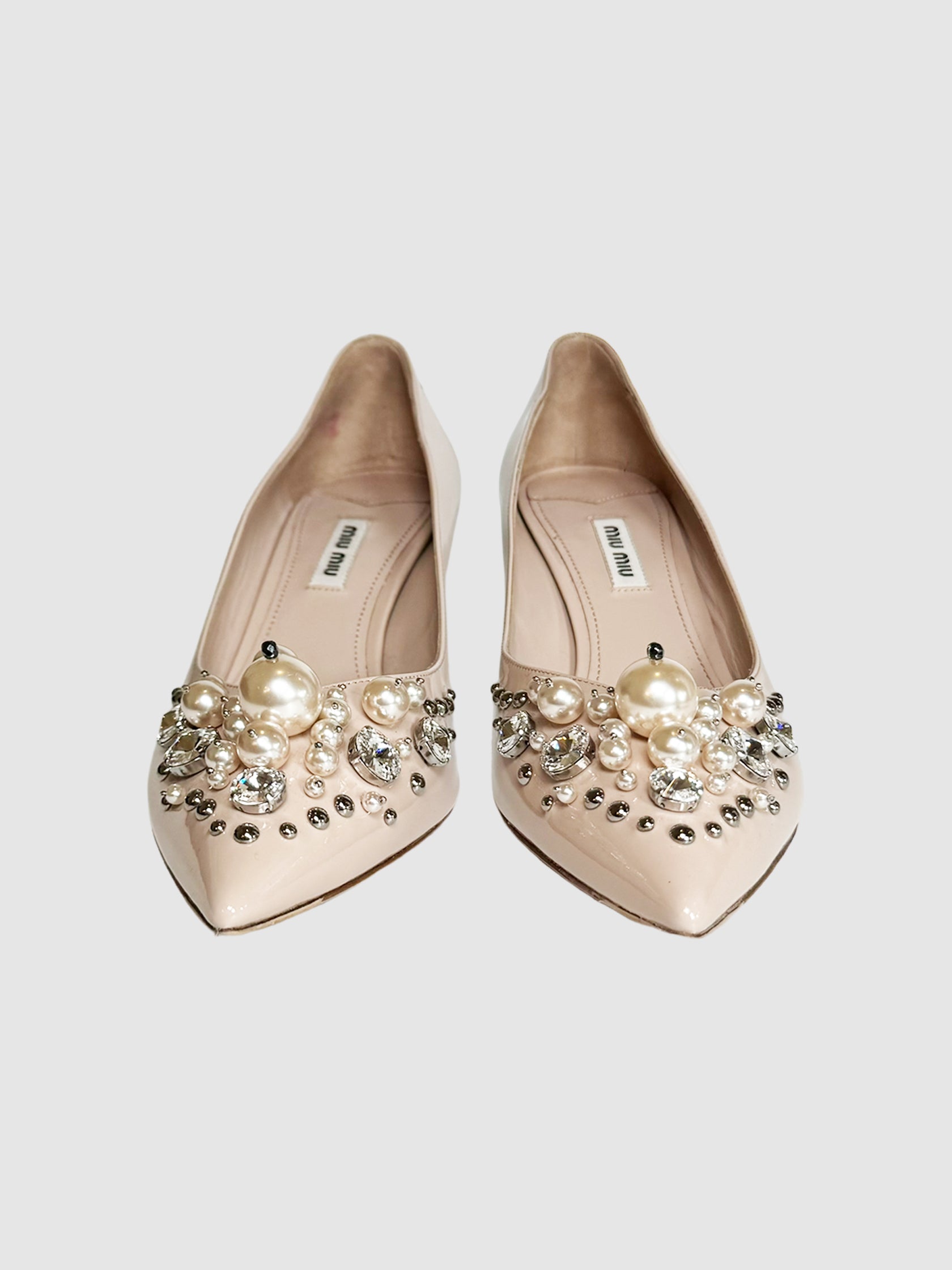 Patent Leather Pearl Pumps - Size 39.5