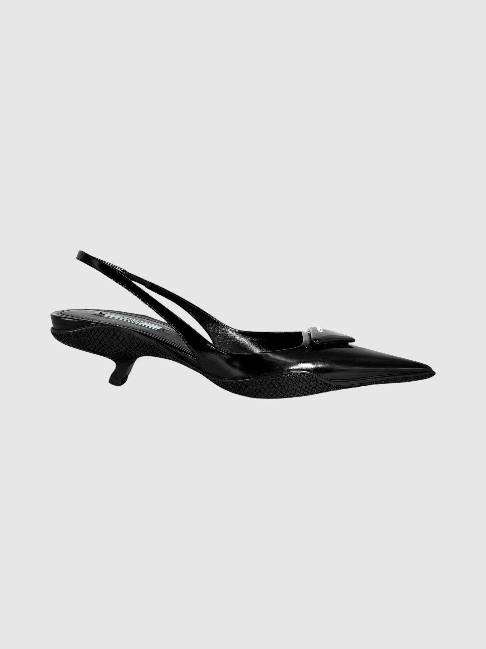 Brushed Leather Slingback Pumps - Size 38.5