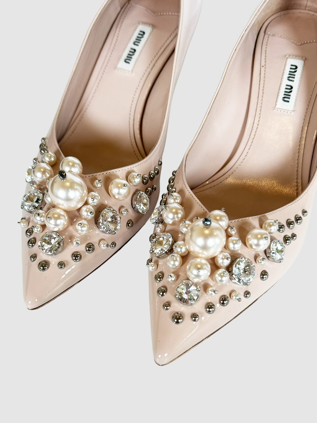 Patent Leather Pearl Pumps - Size 39.5