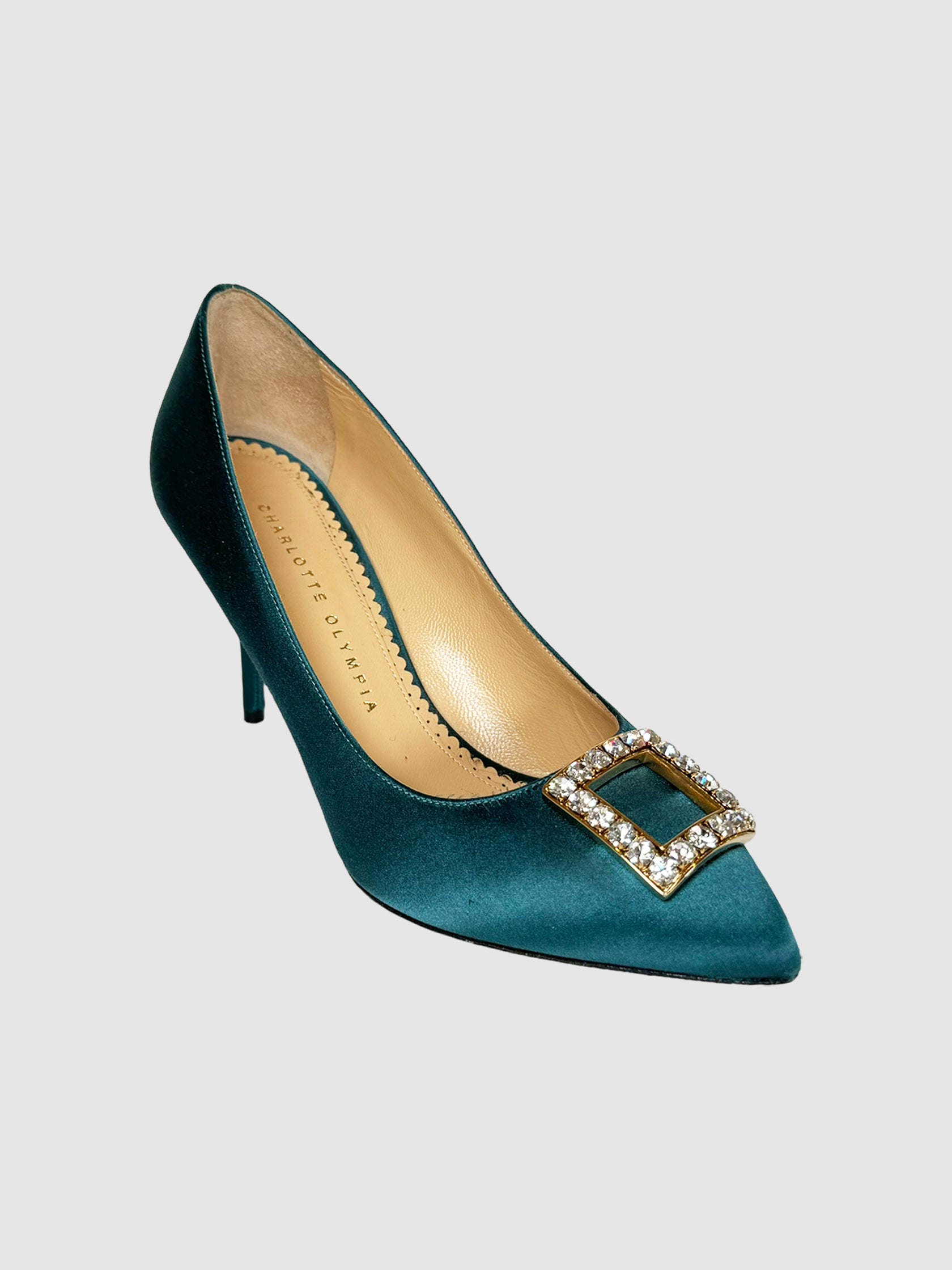 Satin Pumps with Crystal - Size 37.5