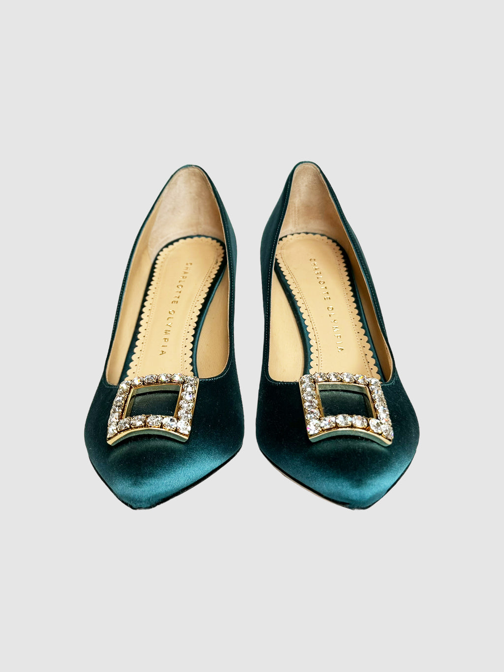 Satin Pumps with Crystal - Size 37.5
