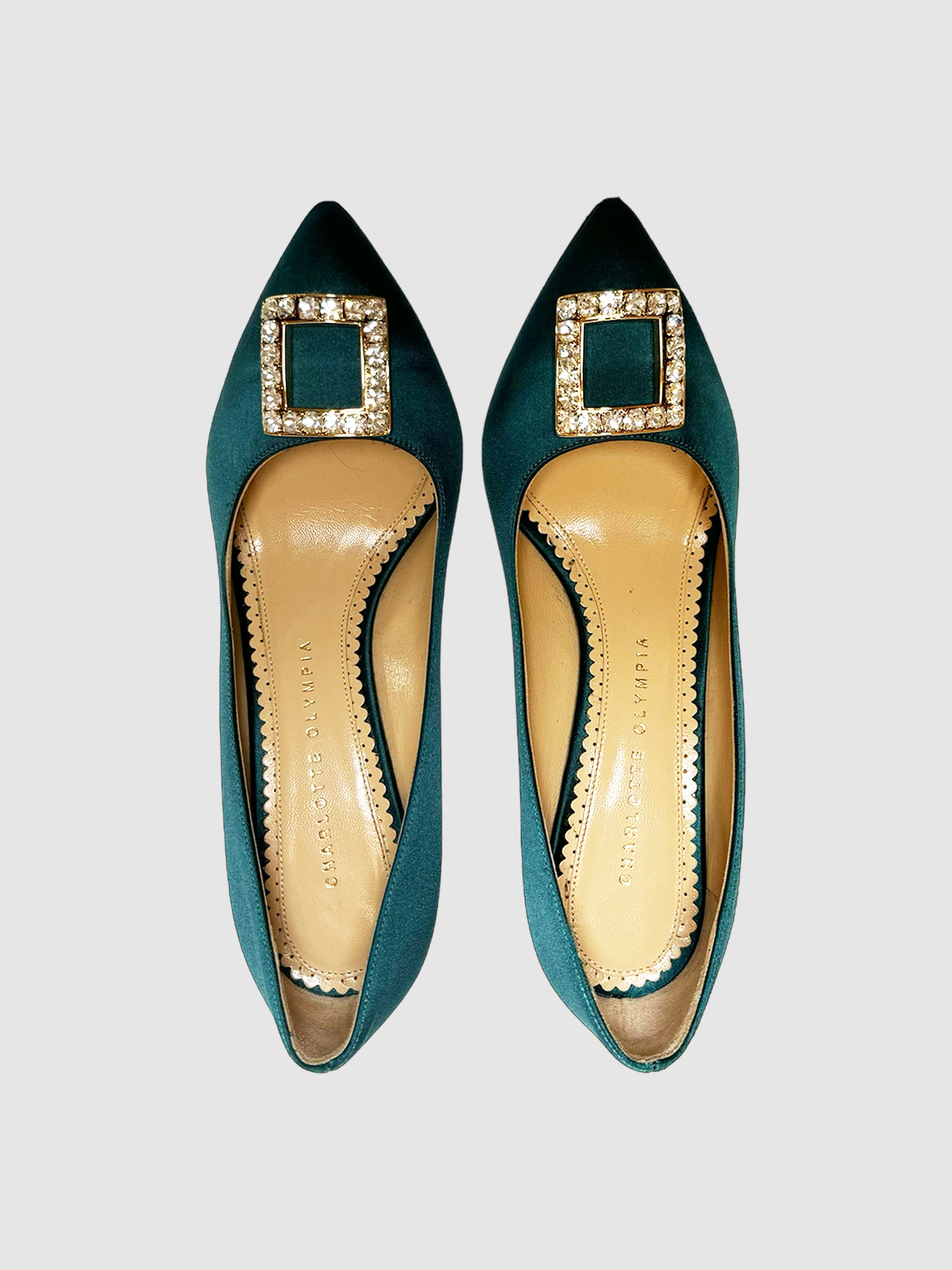 Satin Pumps with Crystal - Size 37.5