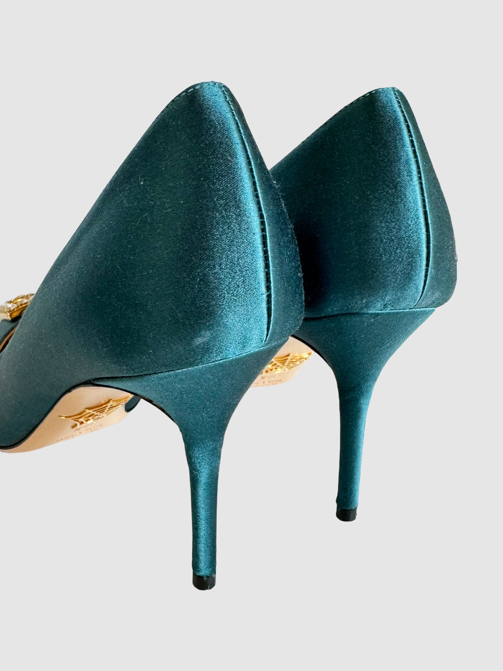 Satin Pumps with Crystal - Size 37.5