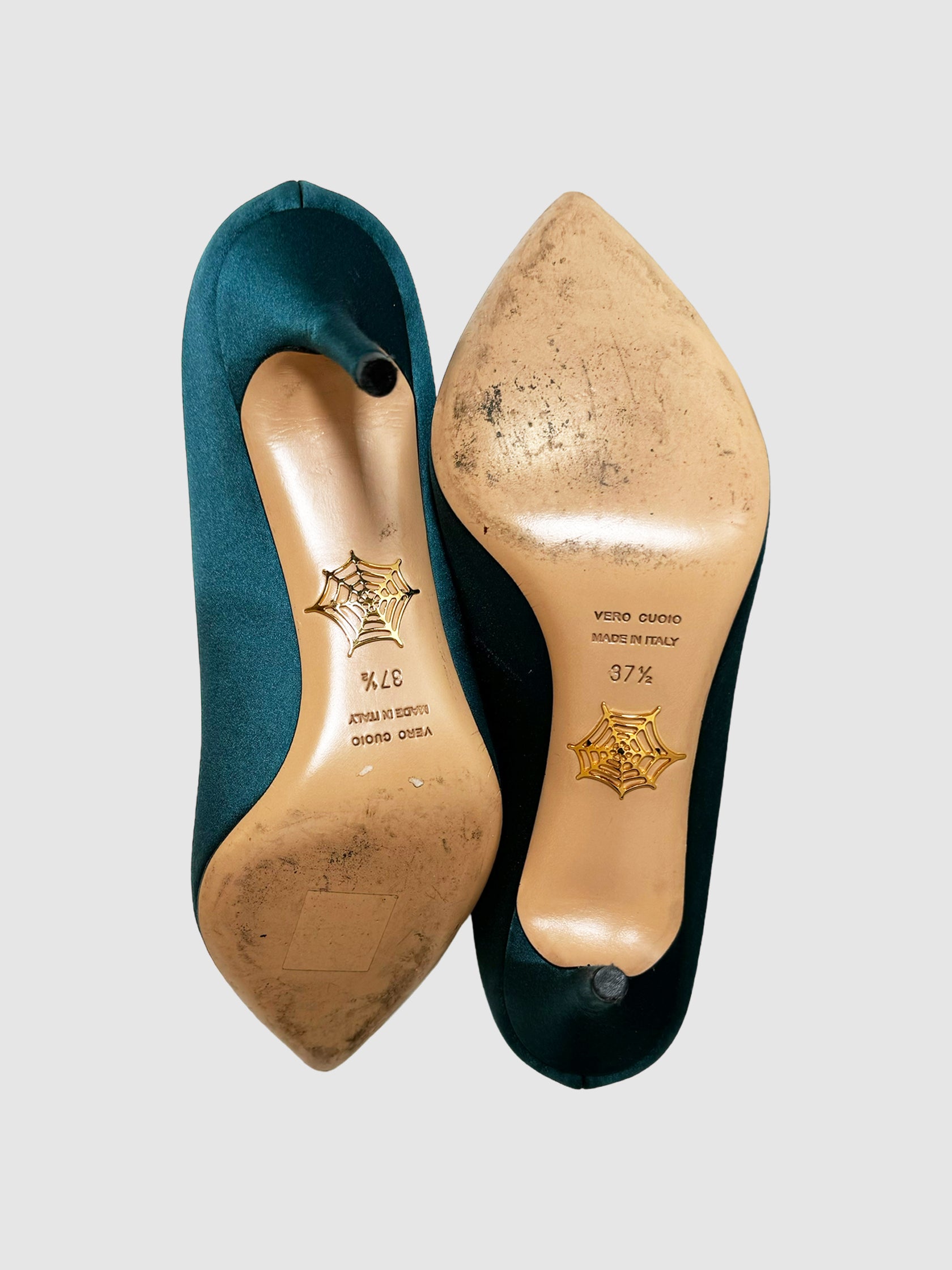 Satin Pumps with Crystal - Size 37.5