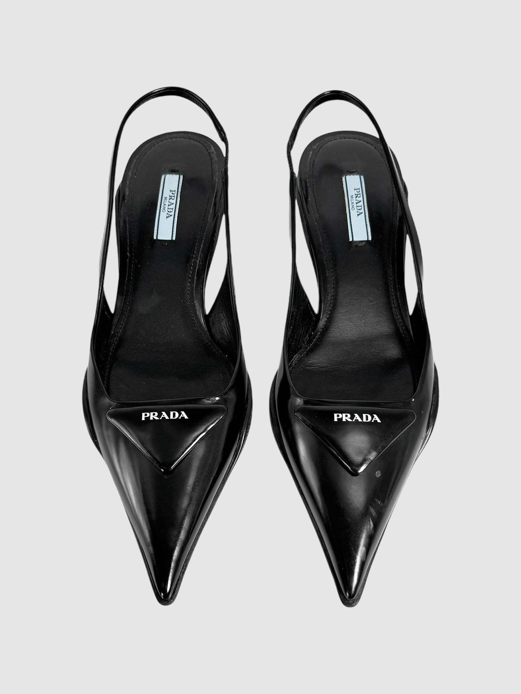 Brushed Leather Slingback Pumps - Size 38.5