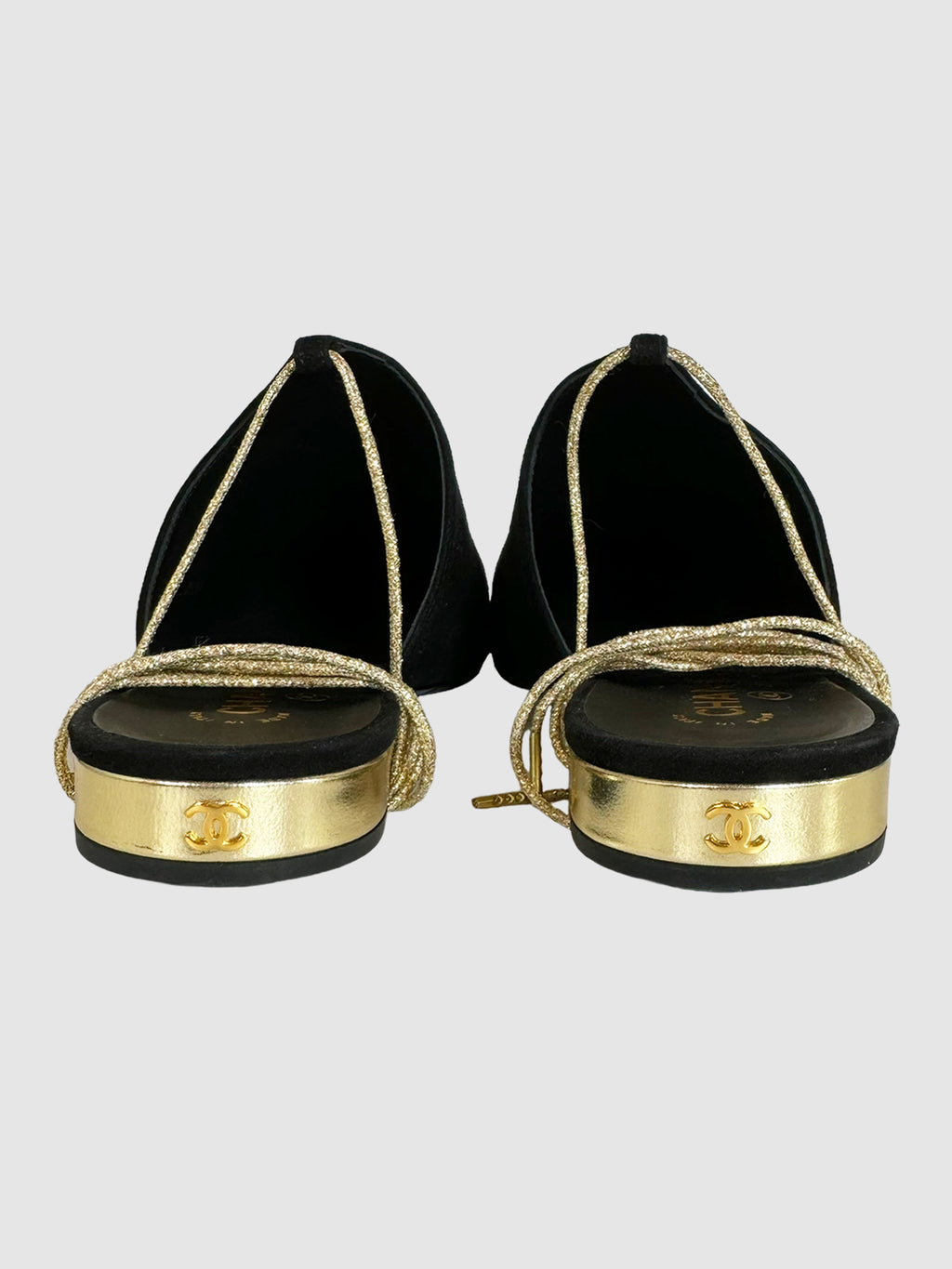 Suede with Cord Tie Mules - Size 40.5