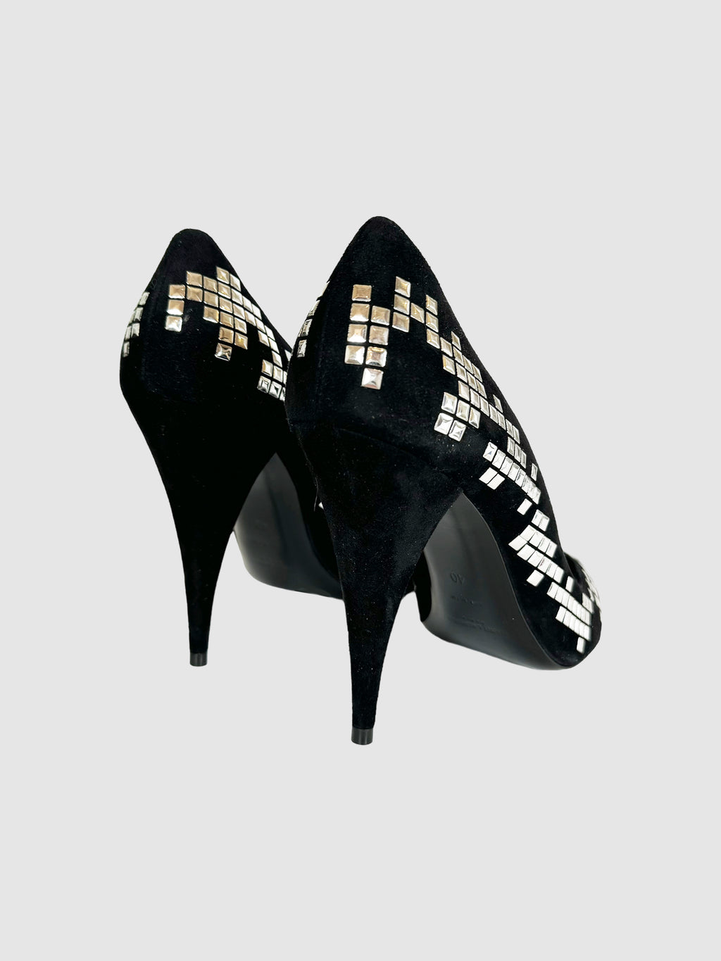 Suede Studded Pumps - Size 40