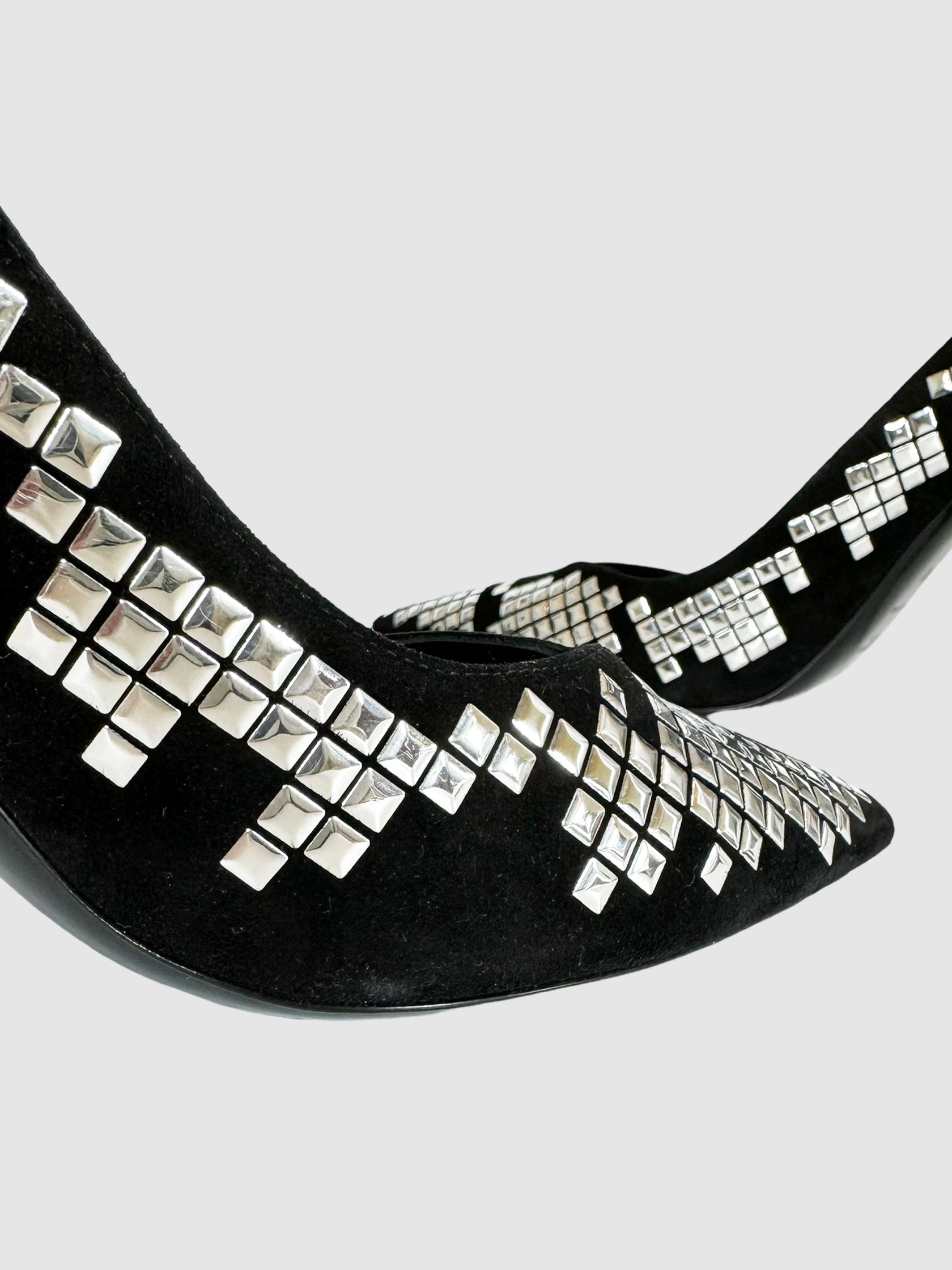 Suede Studded Pumps - Size 40