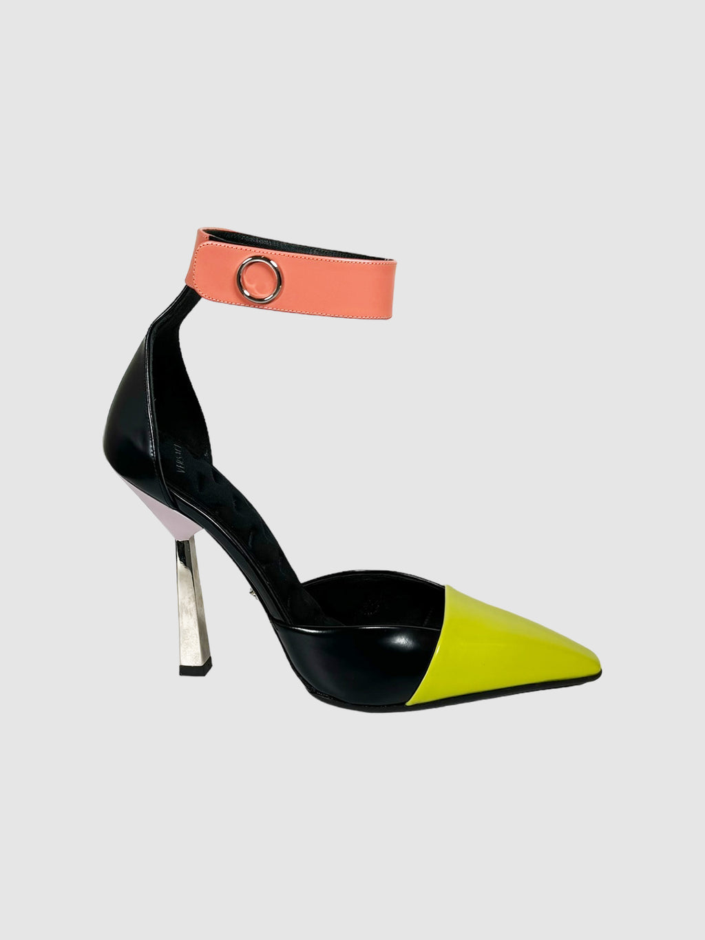 Versace Multicolour Leather Ankle Strap Heel Size 39 Consignment Secondhand Designer Luxury Resale Toronto Trendy