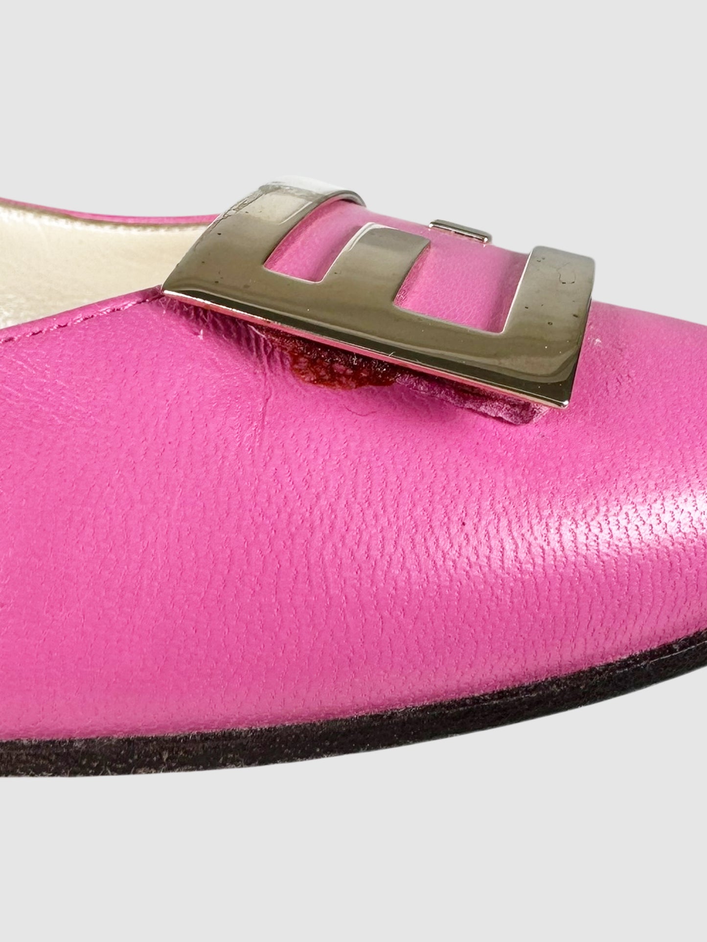 FF Plaque Leather Ballerina Flats - Size 38