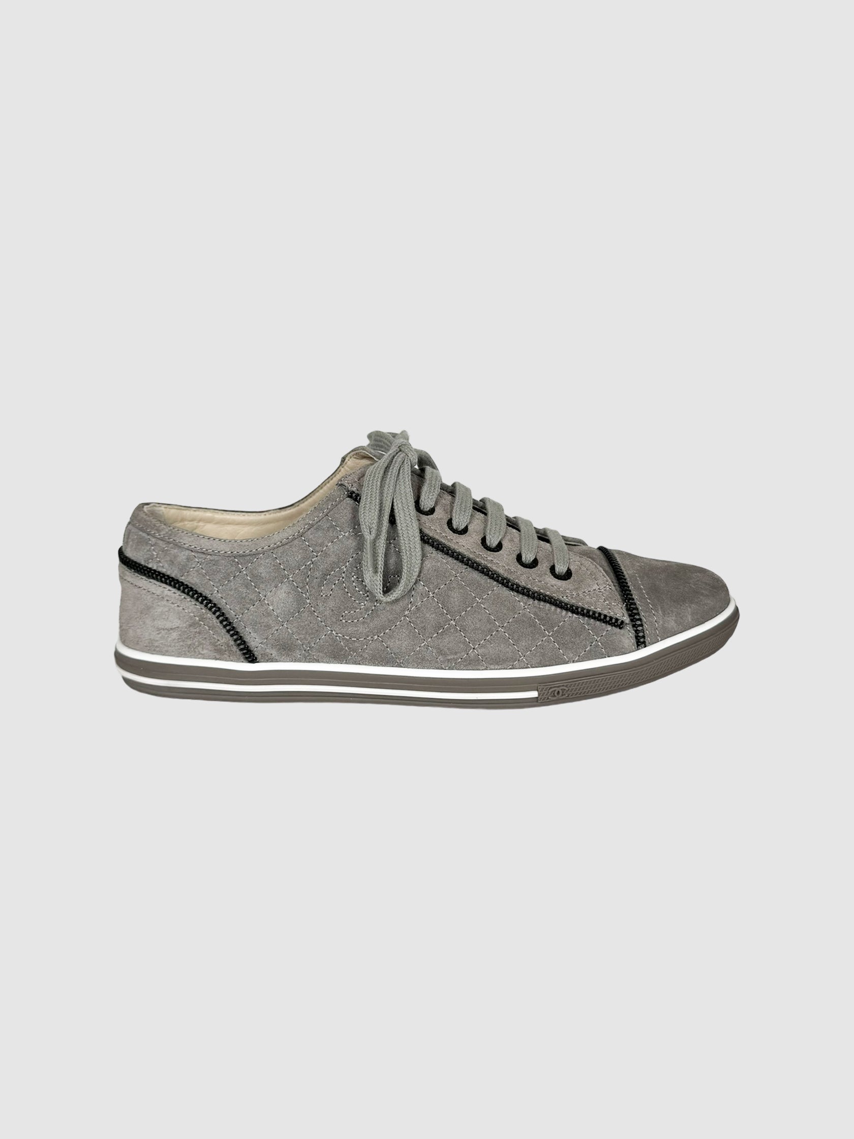 Quilted Suede Low-Top Sneakers - Size 39.5