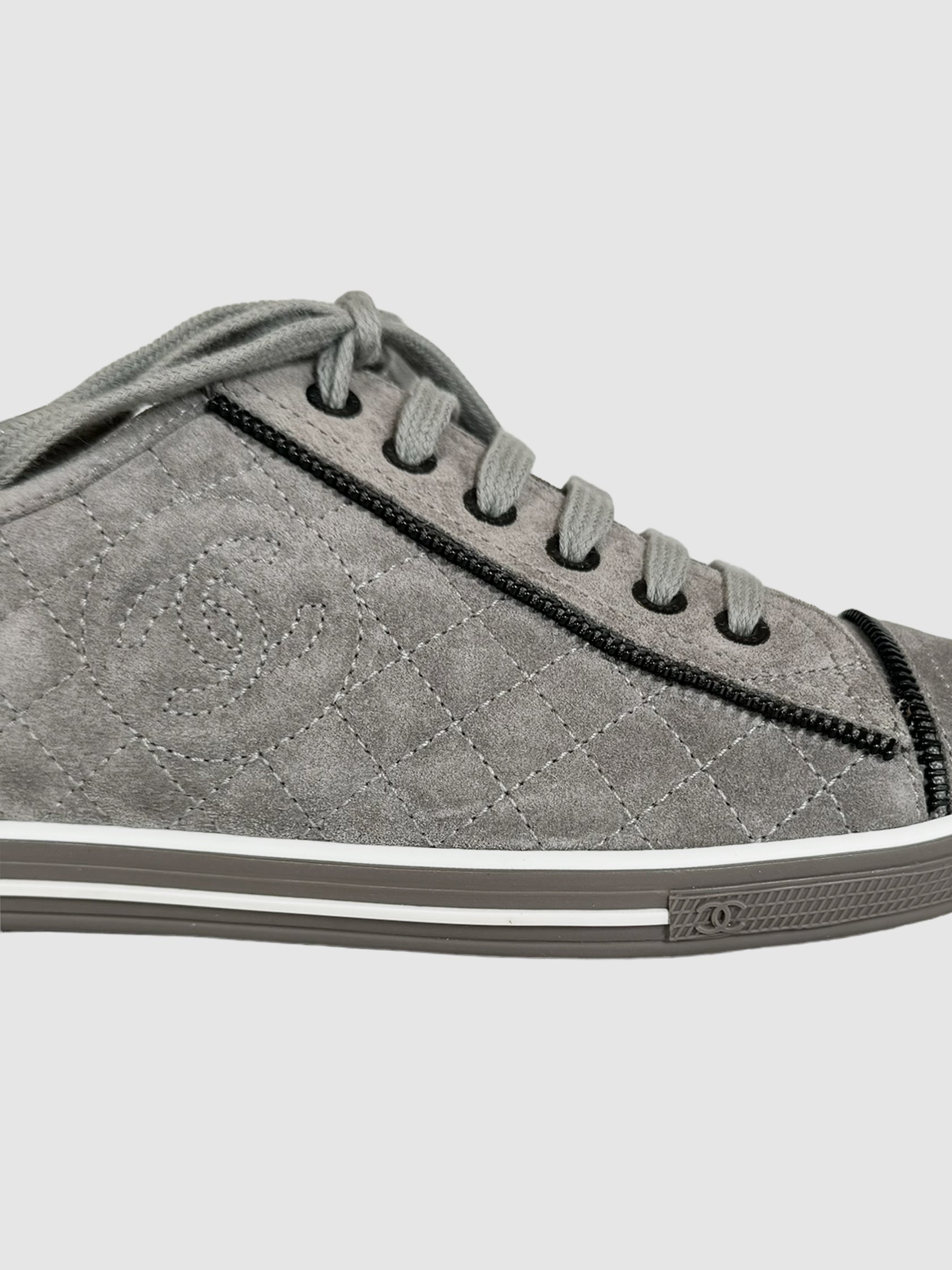 Quilted Suede Low-Top Sneakers - Size 39.5