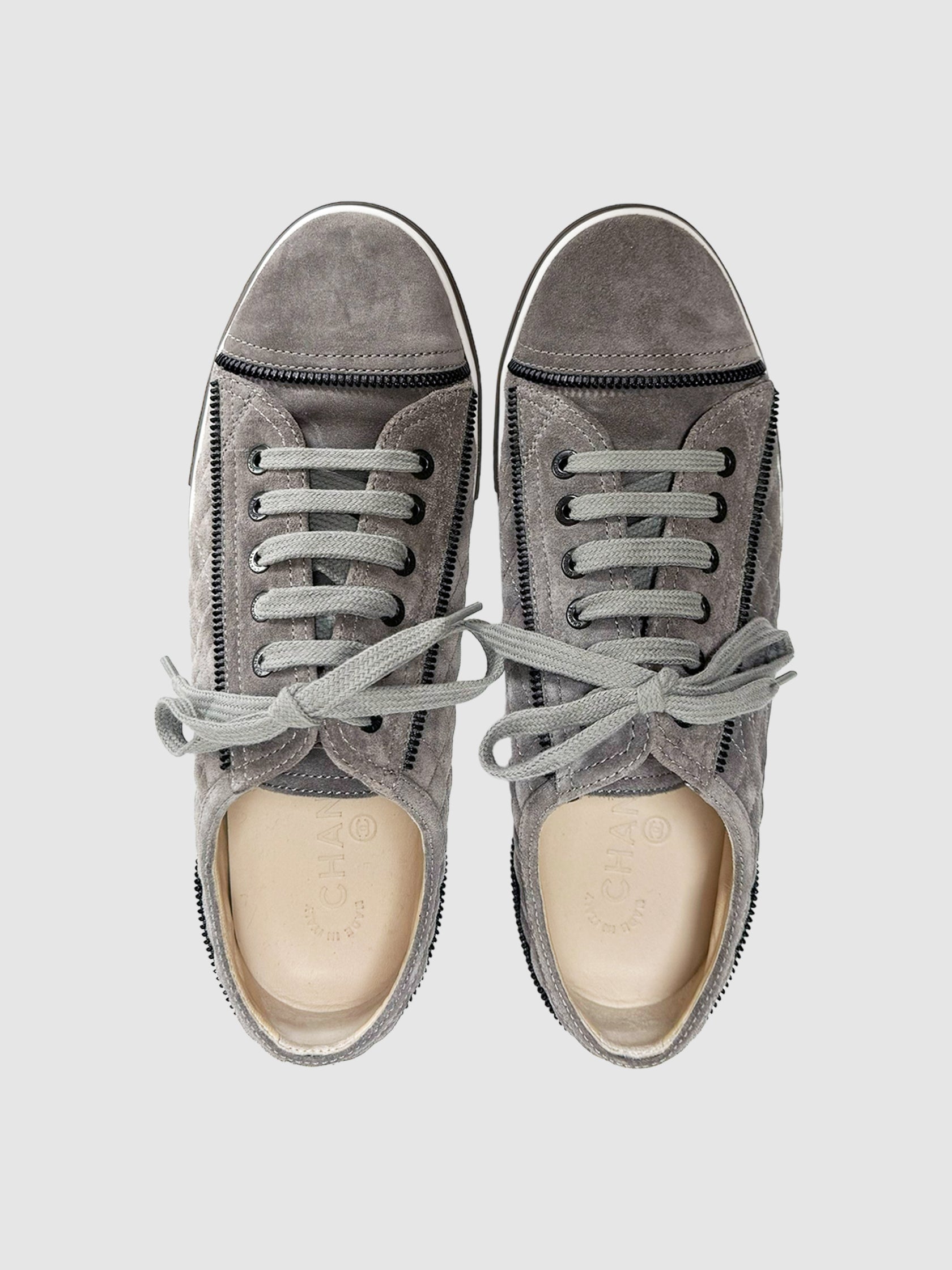 Quilted Suede Low-Top Sneakers - Size 39.5