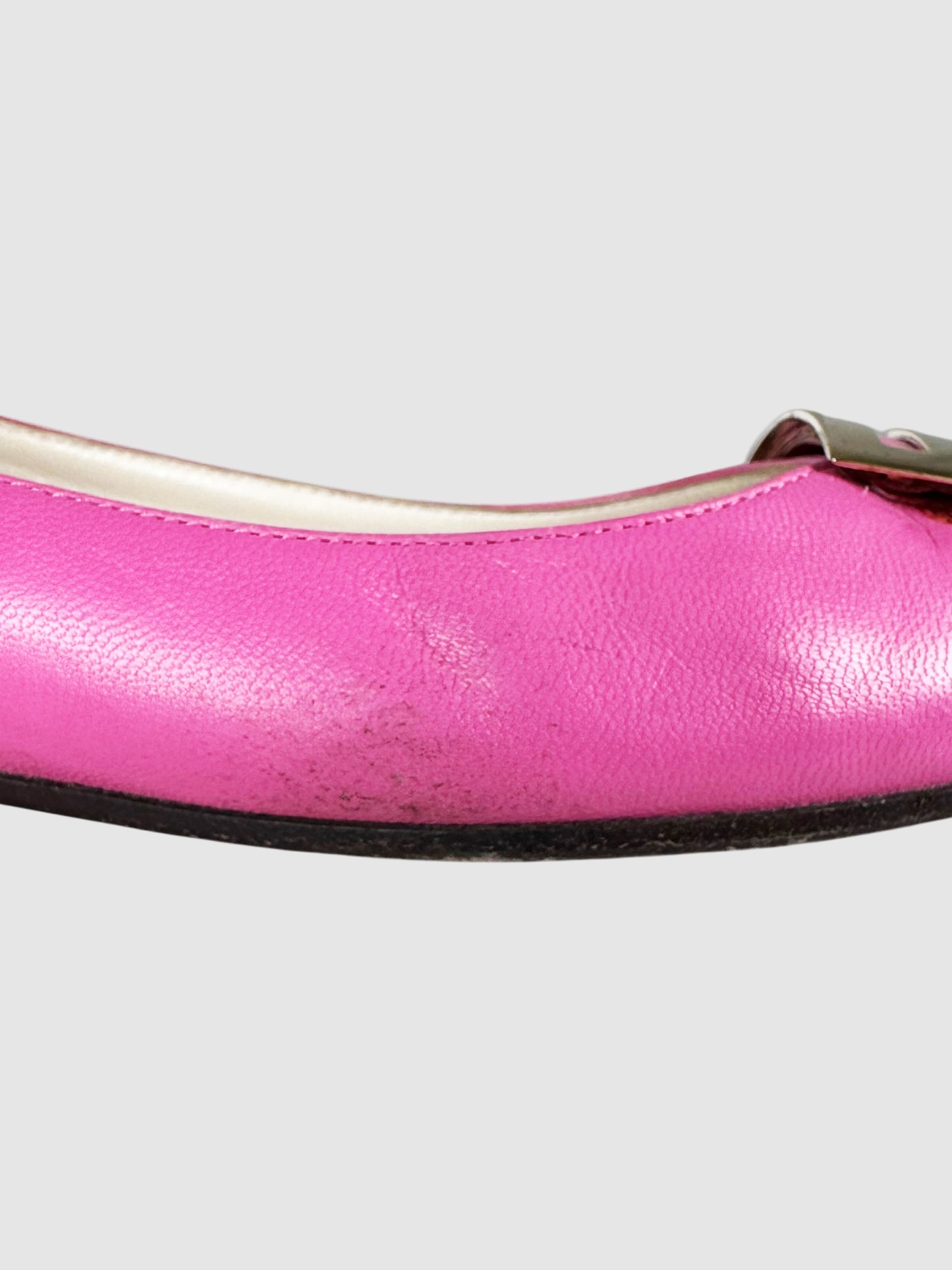 FF Plaque Leather Ballerina Flats - Size 38