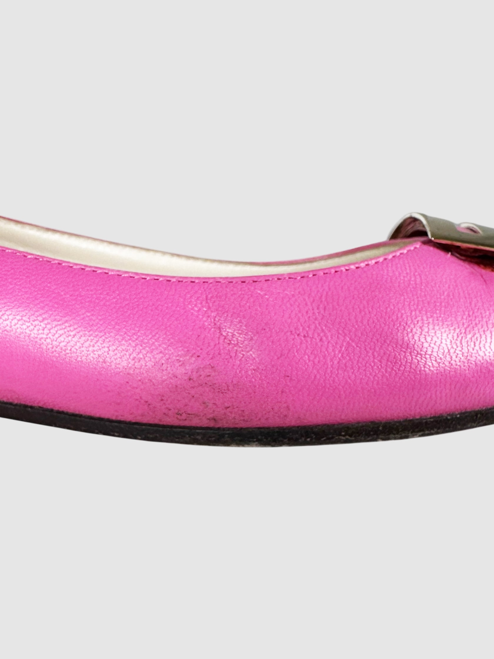 FF Plaque Leather Ballerina Flats